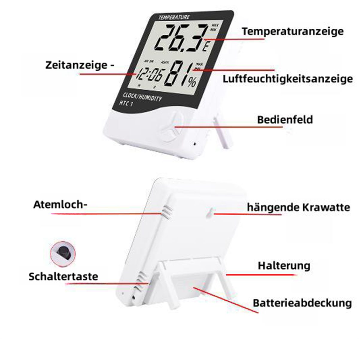 selected Raumthermometer Hochpräzise carefully Datumsanzeige Temperaturüberwachung, Wecker, elektronische