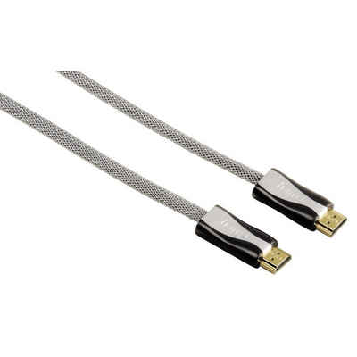 Hama 1,5m High-Speed HDMI-Kabel Anschluss-Kabel Grau Video-Kabel, HDMI, (150 cm), 3D HD-TV Full-HD TV 1080p PC