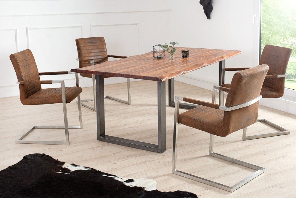 riess-ambiente Freischwinger LOFT vintage braun / silber (Einzelartikel, 1 günstig online kaufen