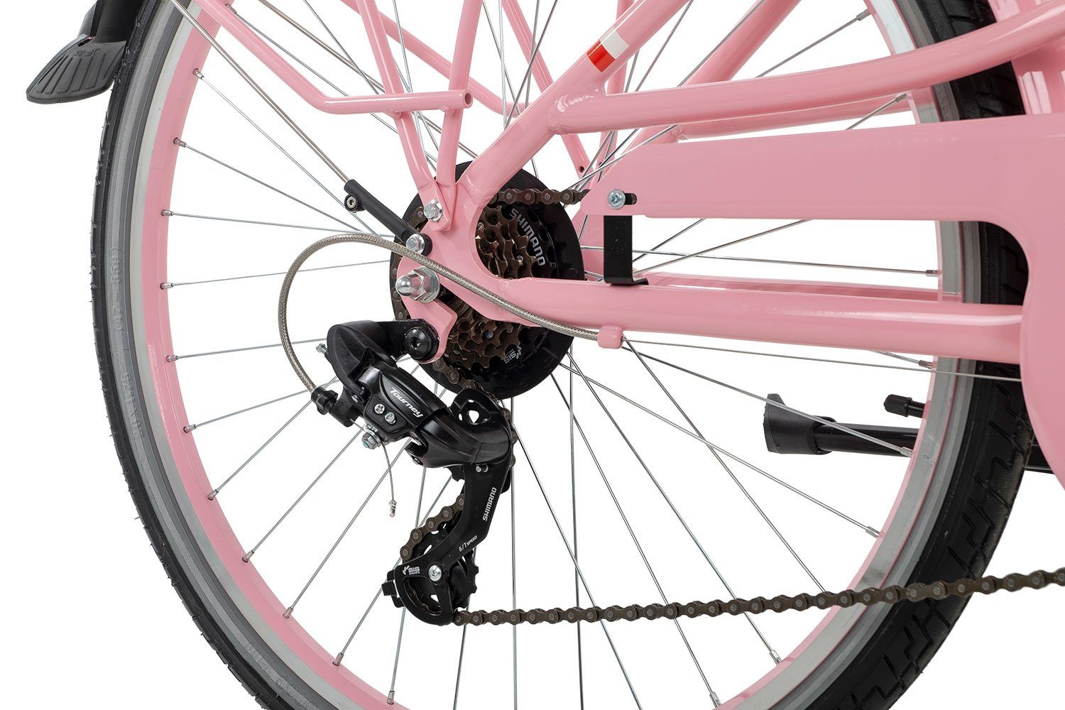 Bergrausch Cityrad 26 6 6 Tourney Damenrad pink Zoll Schaltwerk, Citybike Einstieg Kettenschaltung, Shimano Marlies tiefer 6, Gang violett/rosa