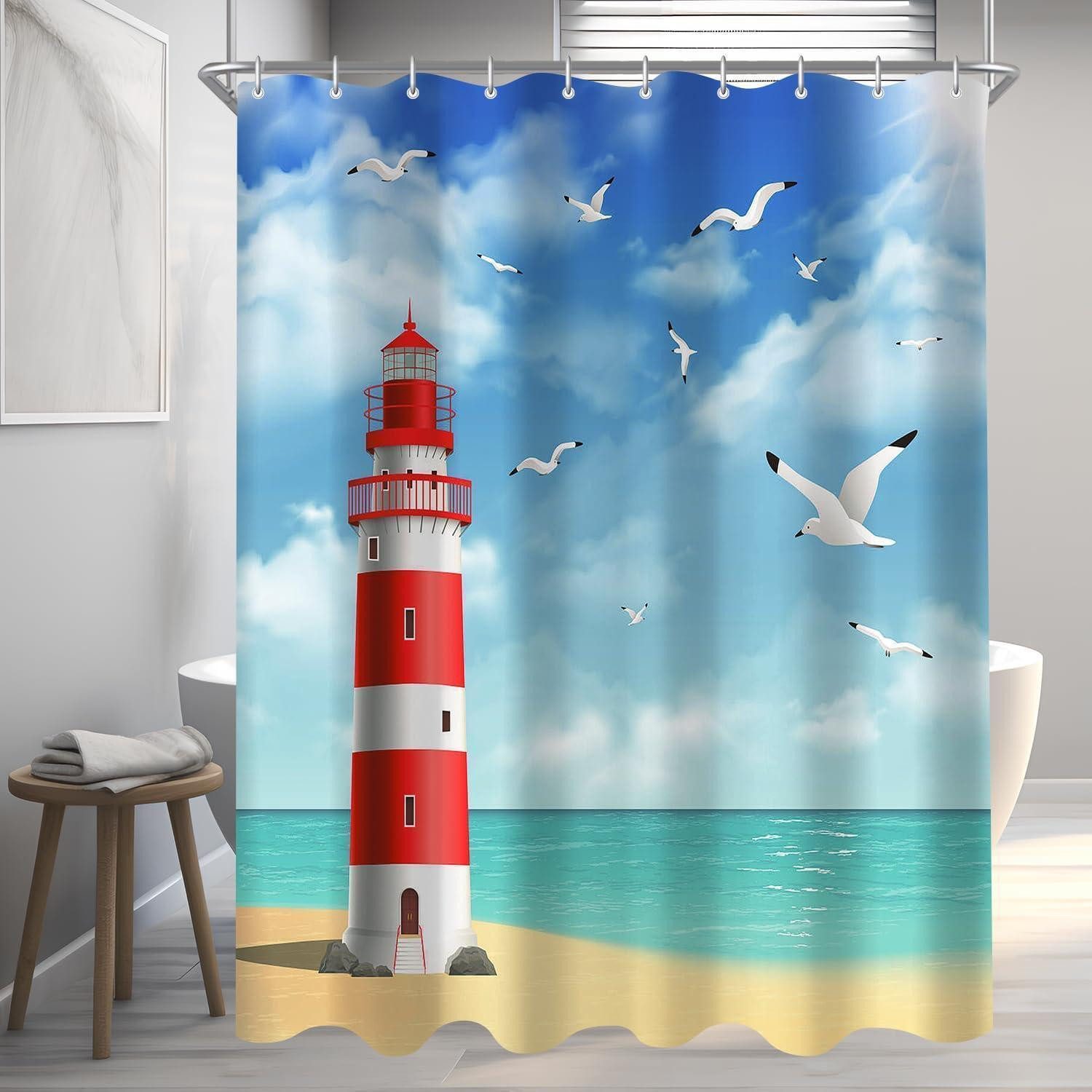 LuxusKollektion Duschvorhang Duschvorhang 240x180cm Leuchtturm Multi 185 H180 x B240 cm (1er Pack)