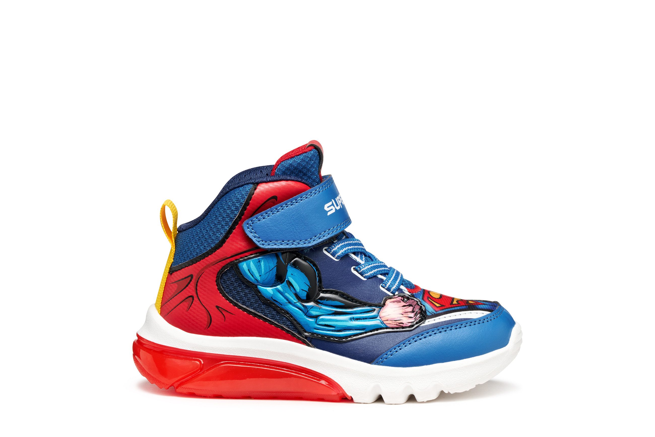 Geox J CIBERDRON BOY Superman Blinkschuh Sneaker Schnürboots, Blinkschuh mit cooler Blinkfunktion