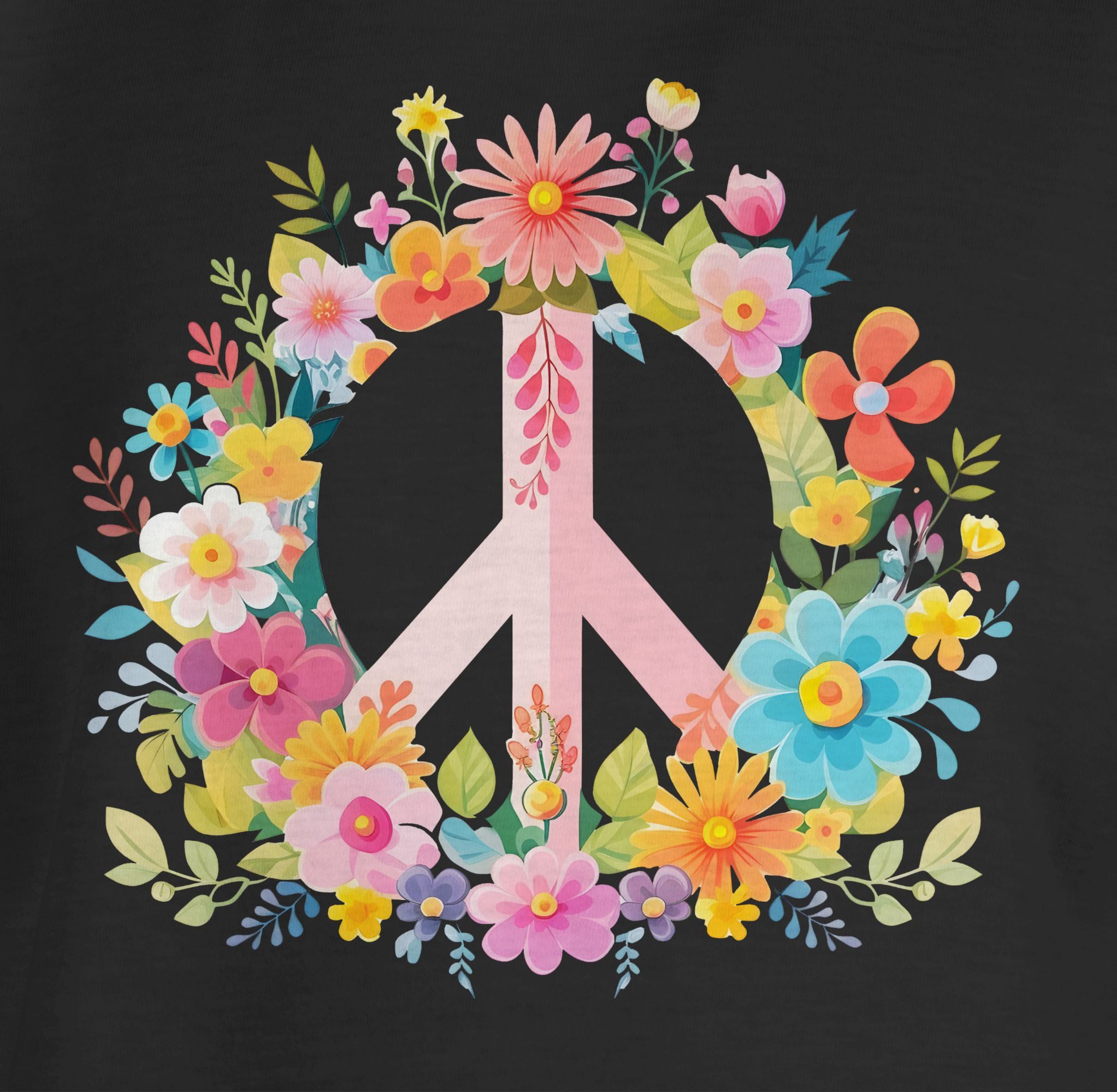 Shirtracer T-Shirt Peace Zeichen I Peacezeichen I Frieden I Hippie Flower Power I 60er I Statement