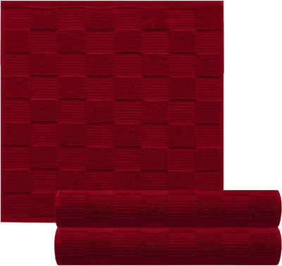 Lashuma Geschirrtuch Lissabon, (Set, 3-tlg), Küchentücher einfarbig dunkel rot 50x50 cm