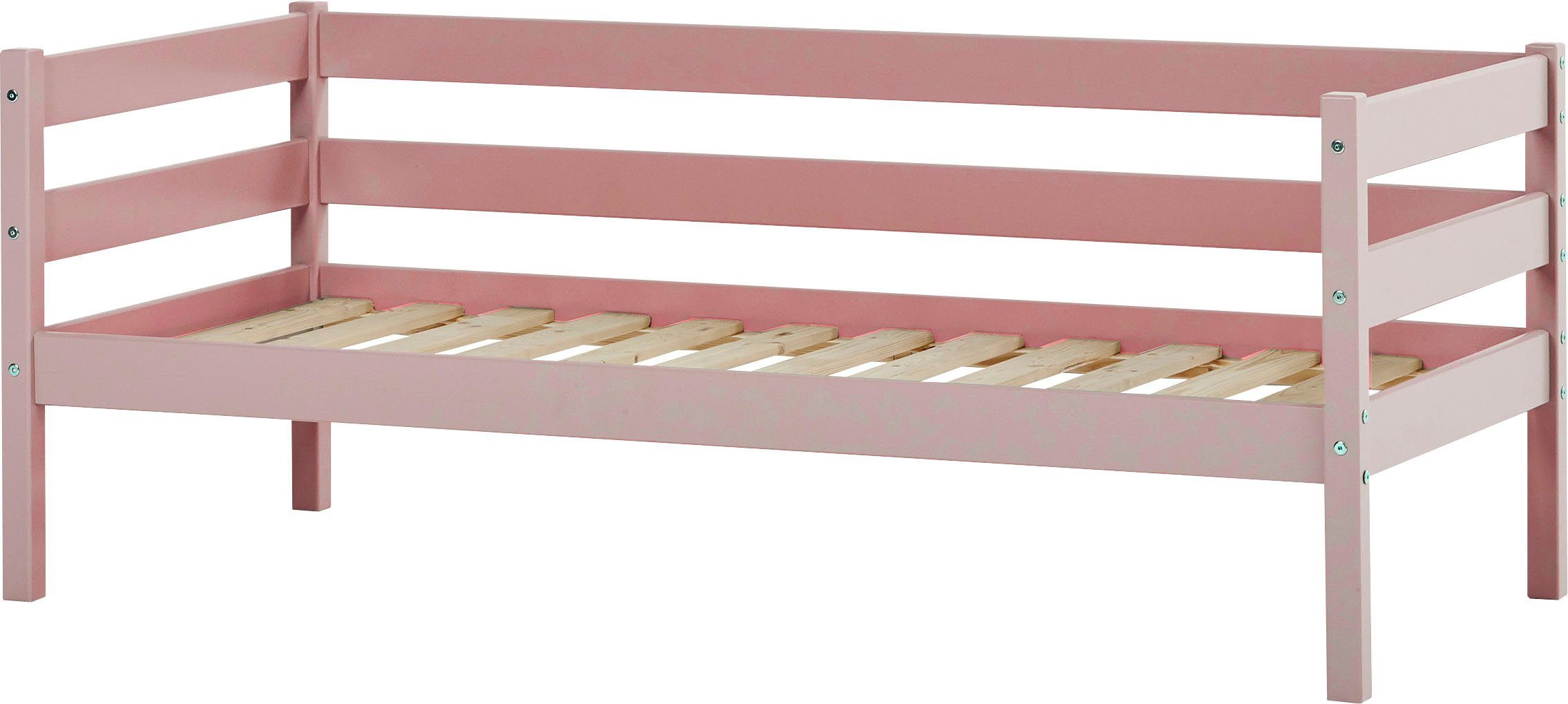 Hoppekids Einzelbett ECO Comfort (Set), mit Rollrost in 8 Farben, wahlweise mit Matratze und Absturzsicherung rosa
