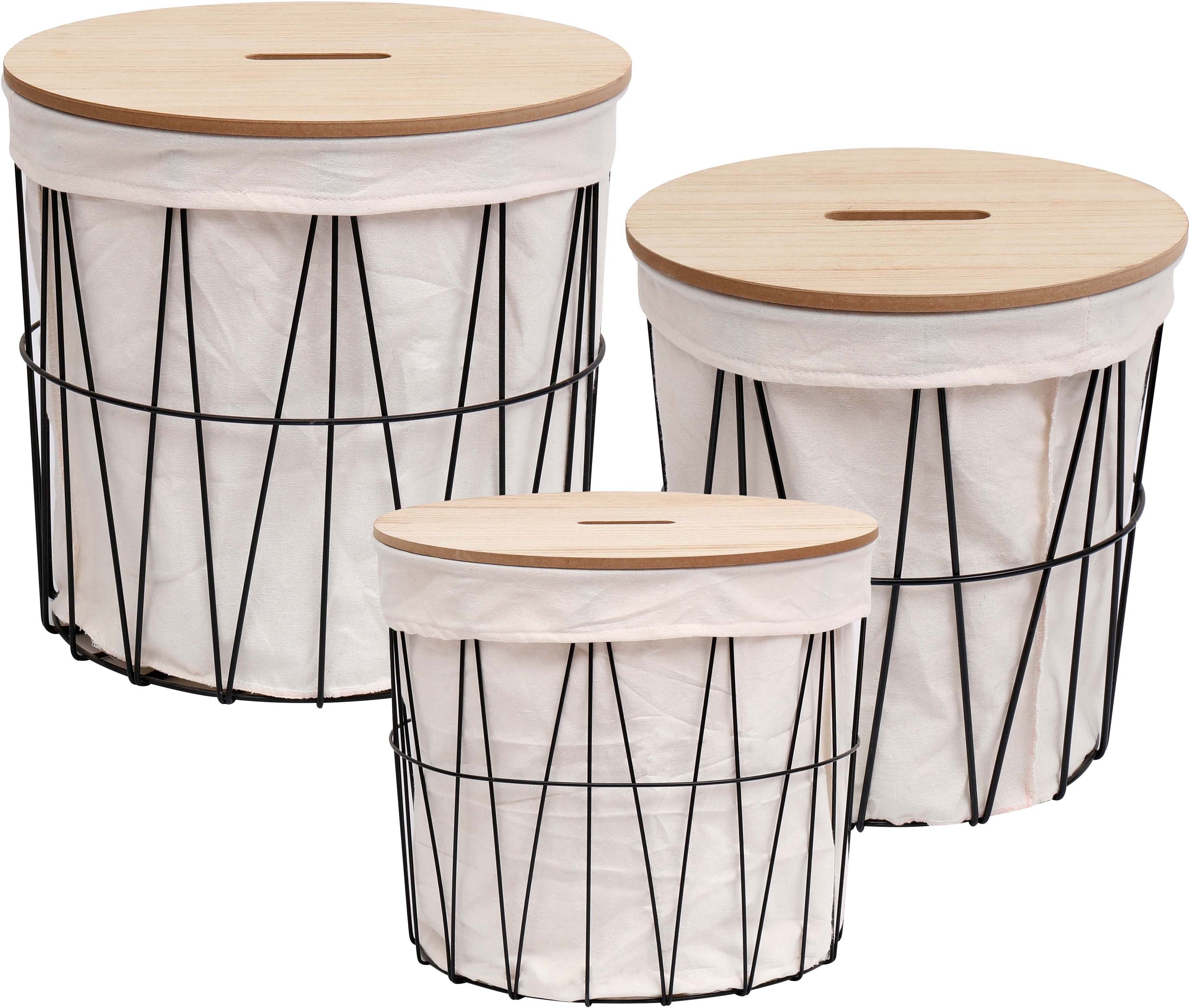 andas Wäschekorb Vaxholm (Set, 3 St) schwarz-beige | Wäschekörbe