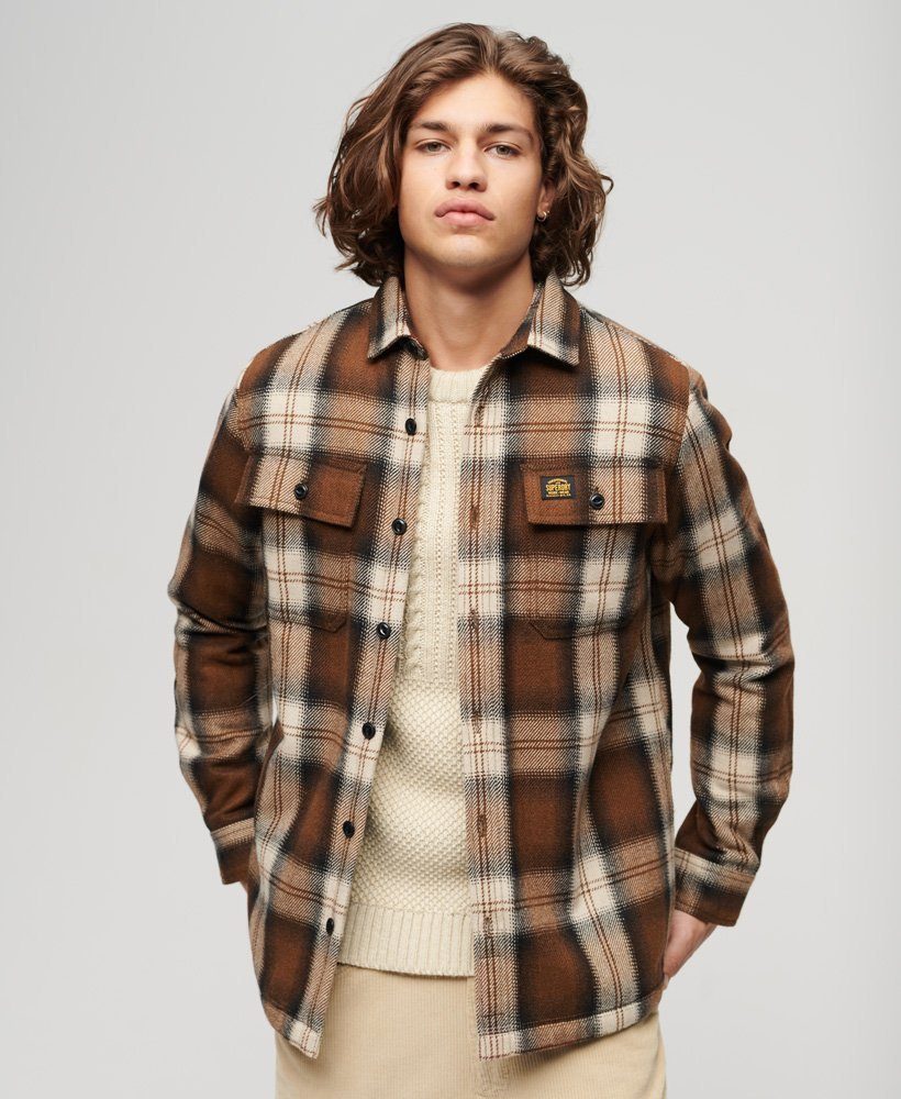 Superdry Hemdjacke WOOL MILLER OVERSHIRT Roderick Check Brown