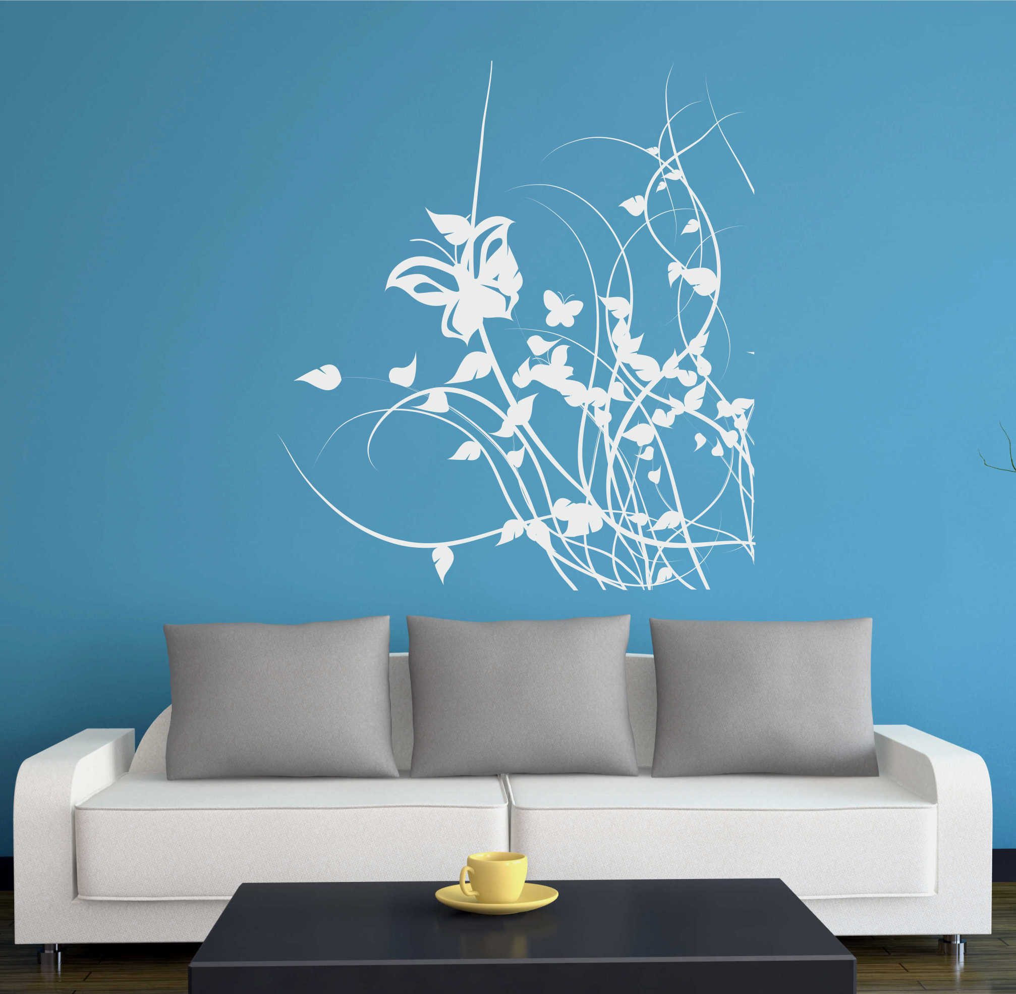 INDIGOS UG Wandtattoo Wandtattoo - Wandaufkleber - w207 Baum Blume Ranke Wandaufkleber