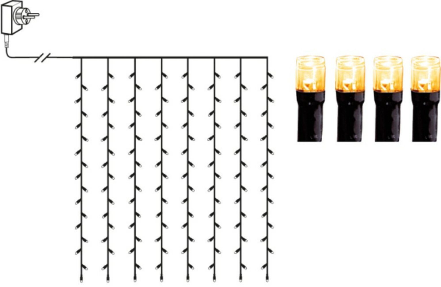 STAR TRADING LED-Lichternetz "Serie LED" schwarz, warmweiß, L1300mm