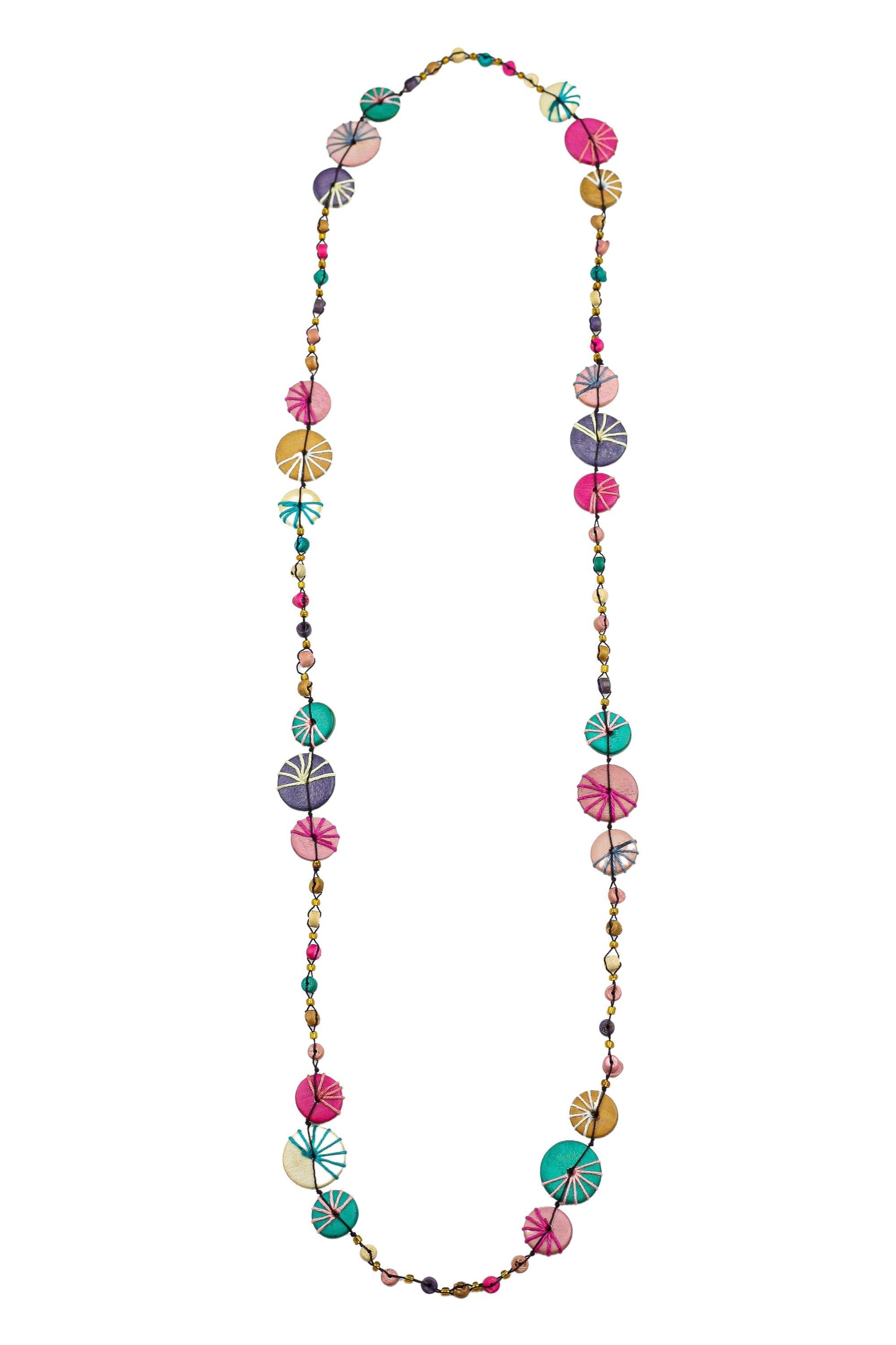 COLLEZIONE ALESSANDRO Lange Kette Grace, echte Holzscheiben
