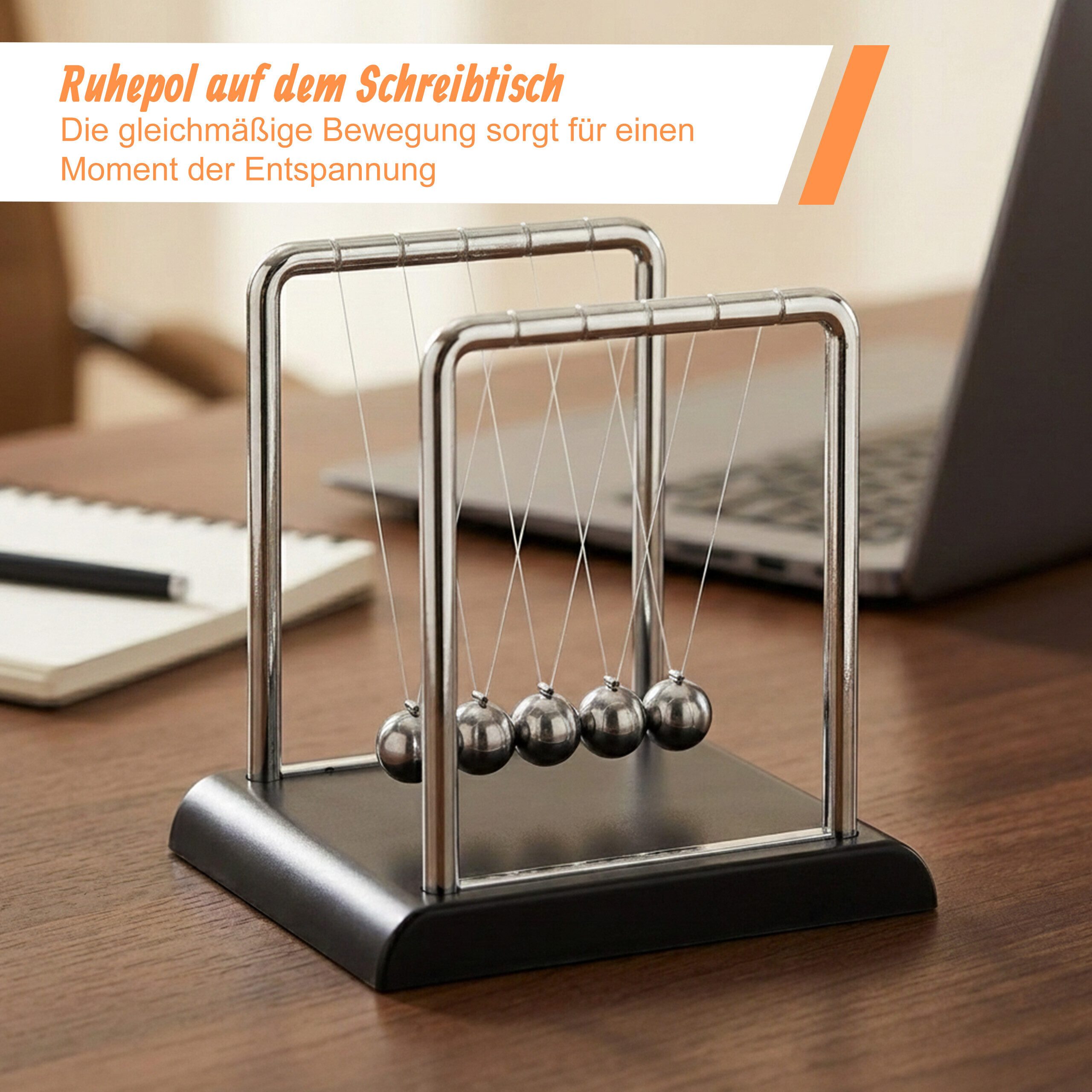 relaxdays Dekoobjekt Newton Pendel Kugelstoßpendel (1 St) – Bild 2 von 5