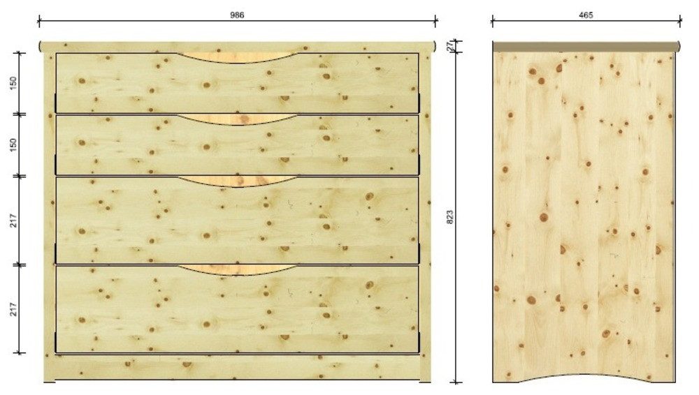 geborgenschlafen Schubkastenkommode Massivholzkommode Kernbuche - KLASSIK