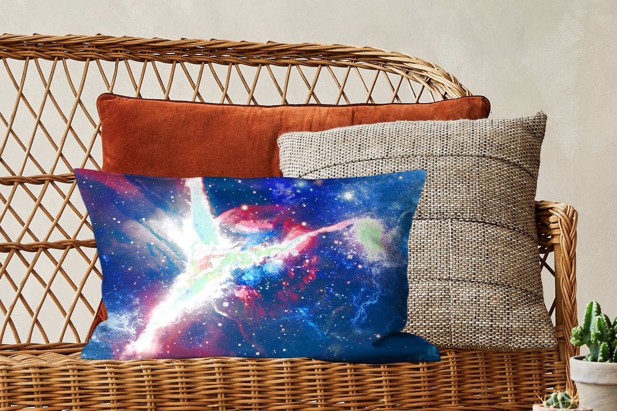 Wohzimmer MuchoWow Zierkissen, Füllung, Licht - mit Raum Schlafzimmer - Blau, Dekoration, Dekokissen Dekokissen