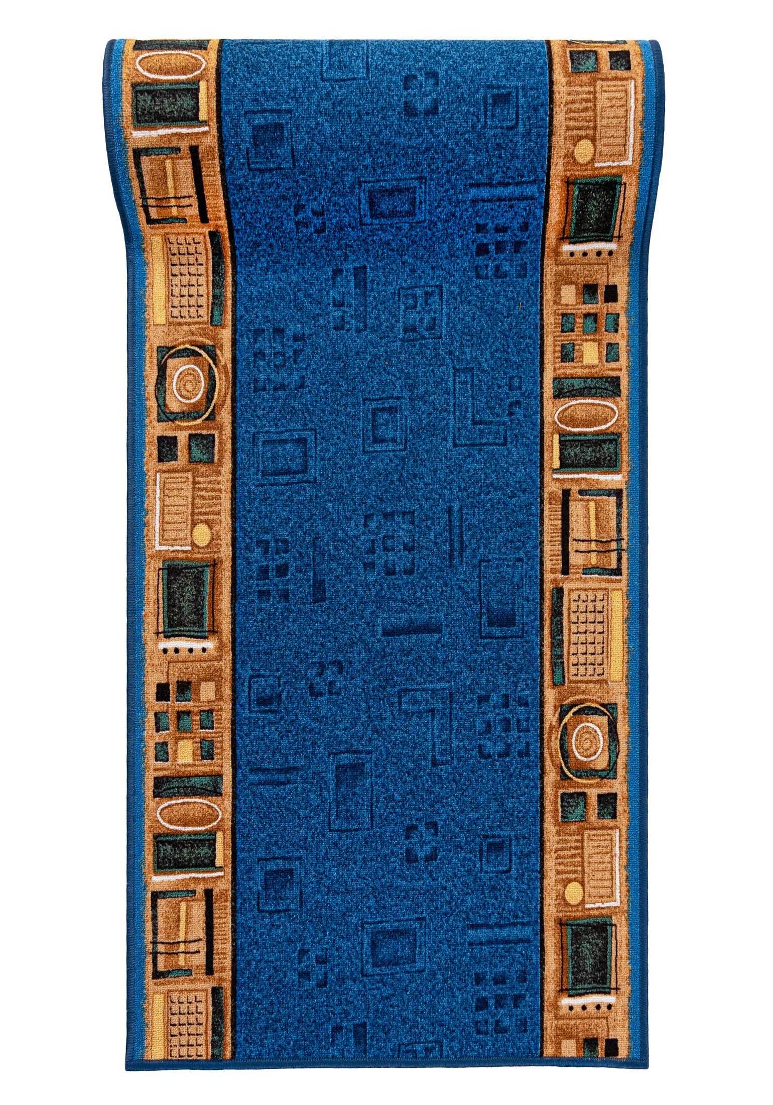 Mazovia Läufer Läufer Teppichläufer Brücke - Vorzimmer Küche - Blau, 120 x 100 cm, Kurzflor, Rutschfest, Meterware, Verschiedene Größen