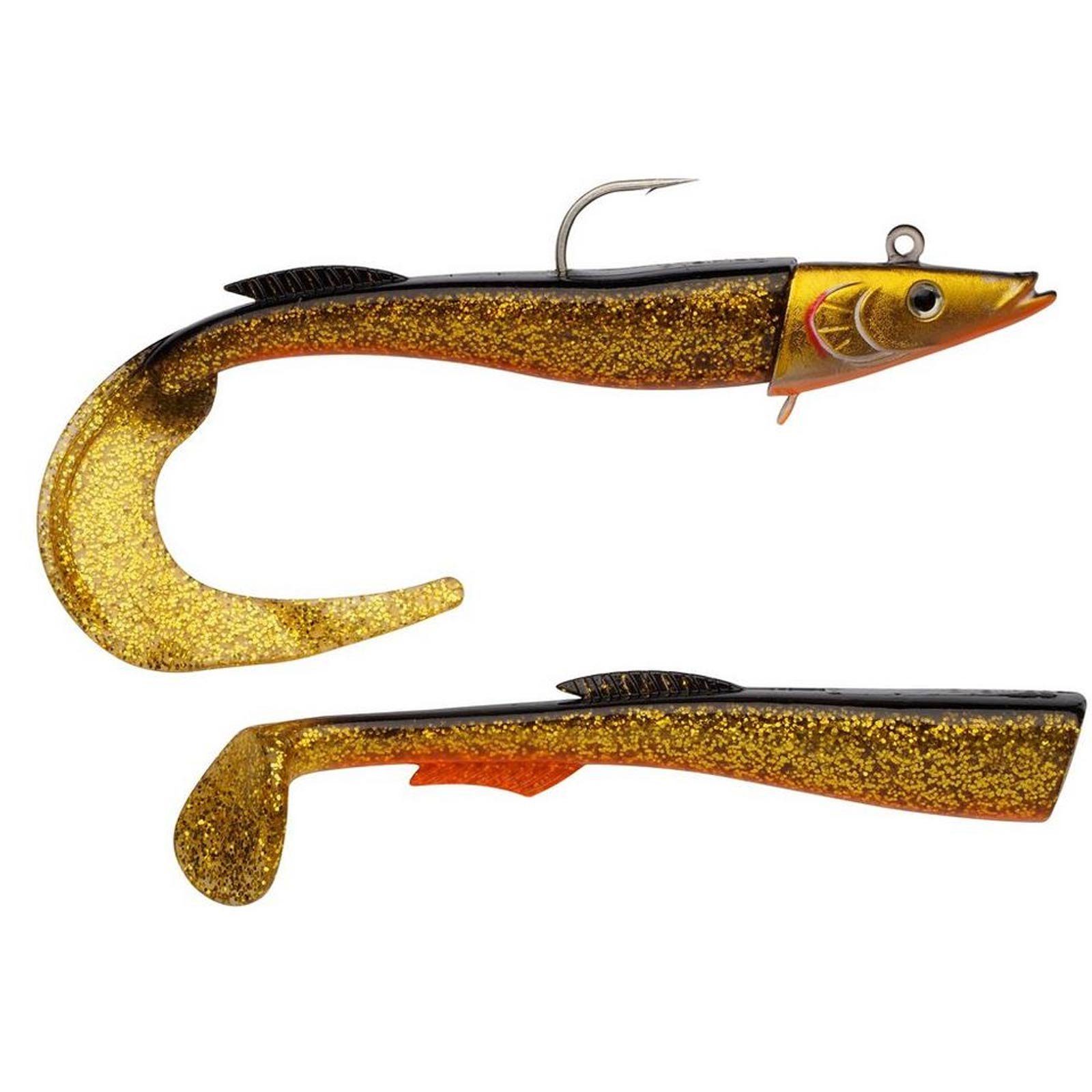 Berkley Kunstköder, Berkley PowerBait Sandeel 21cm 160g Gold Motoroil Gummifisch Meeresangeln