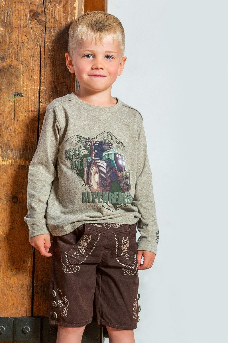 BONDI Lederhose Trachtenjeans Kinder - HIRSCH - braun