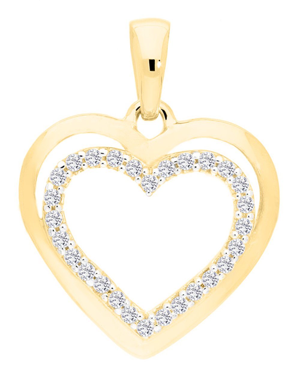 My Gold Herzanhänger Damen Herz Anhänger Gold 750 Gelbgold (18 Karat) mit Zirkonia - Carina (Set, 1-tlg., inkl. Schmuckbox), Geschenke