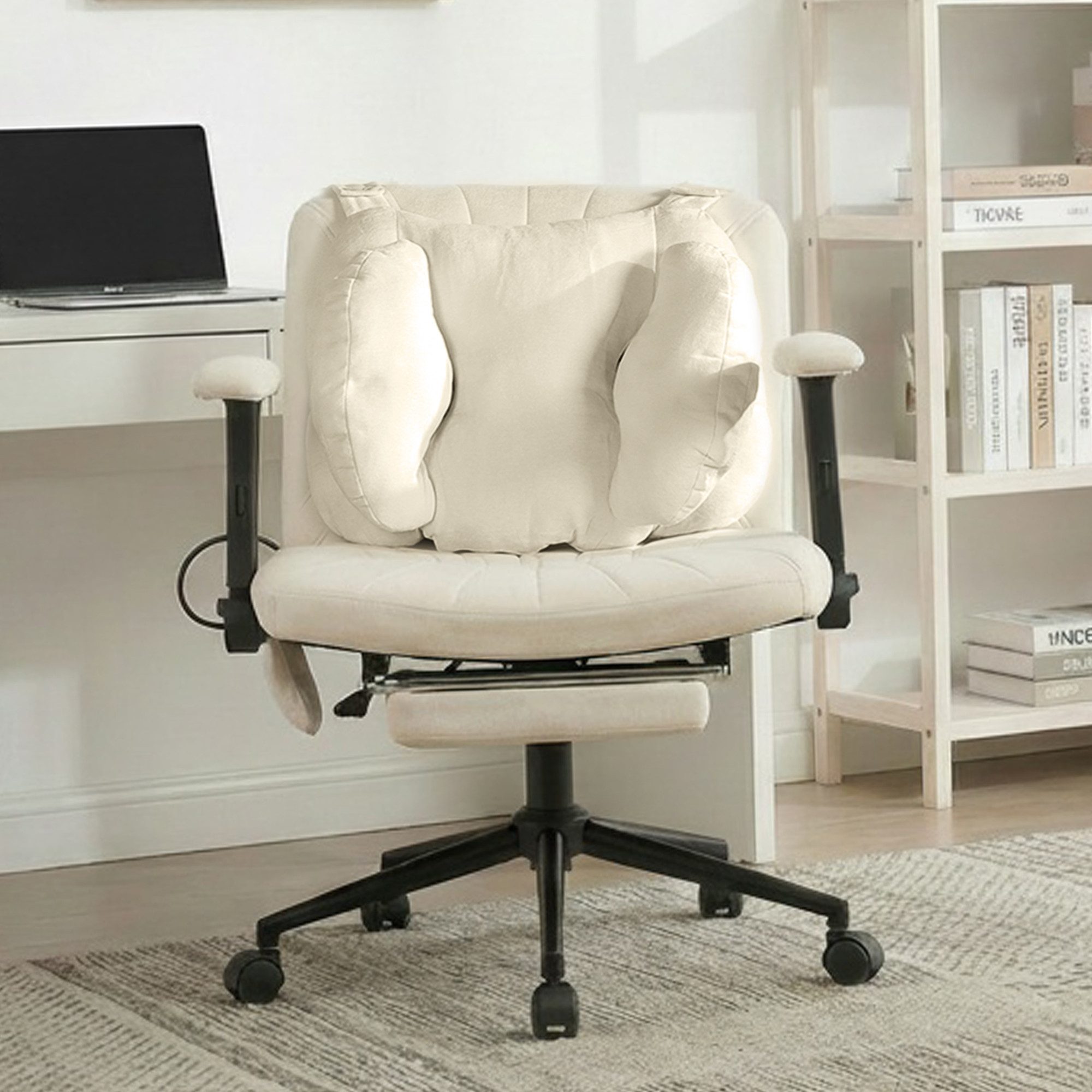 Nuchairsey Armlehnstuhl mit Fußpedalen, Airbag-Unterstützung, hebbar, geeignet,Beige (1 St), 360° Drehung