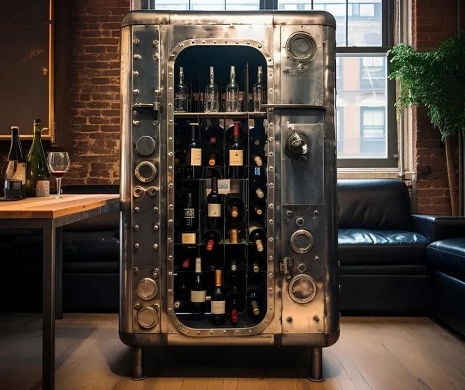 Xlmoebel Weinschrank Weinkühlschrank Weinkommode Weinschrank Weinmöbel Regale (1-St) Made in Europa