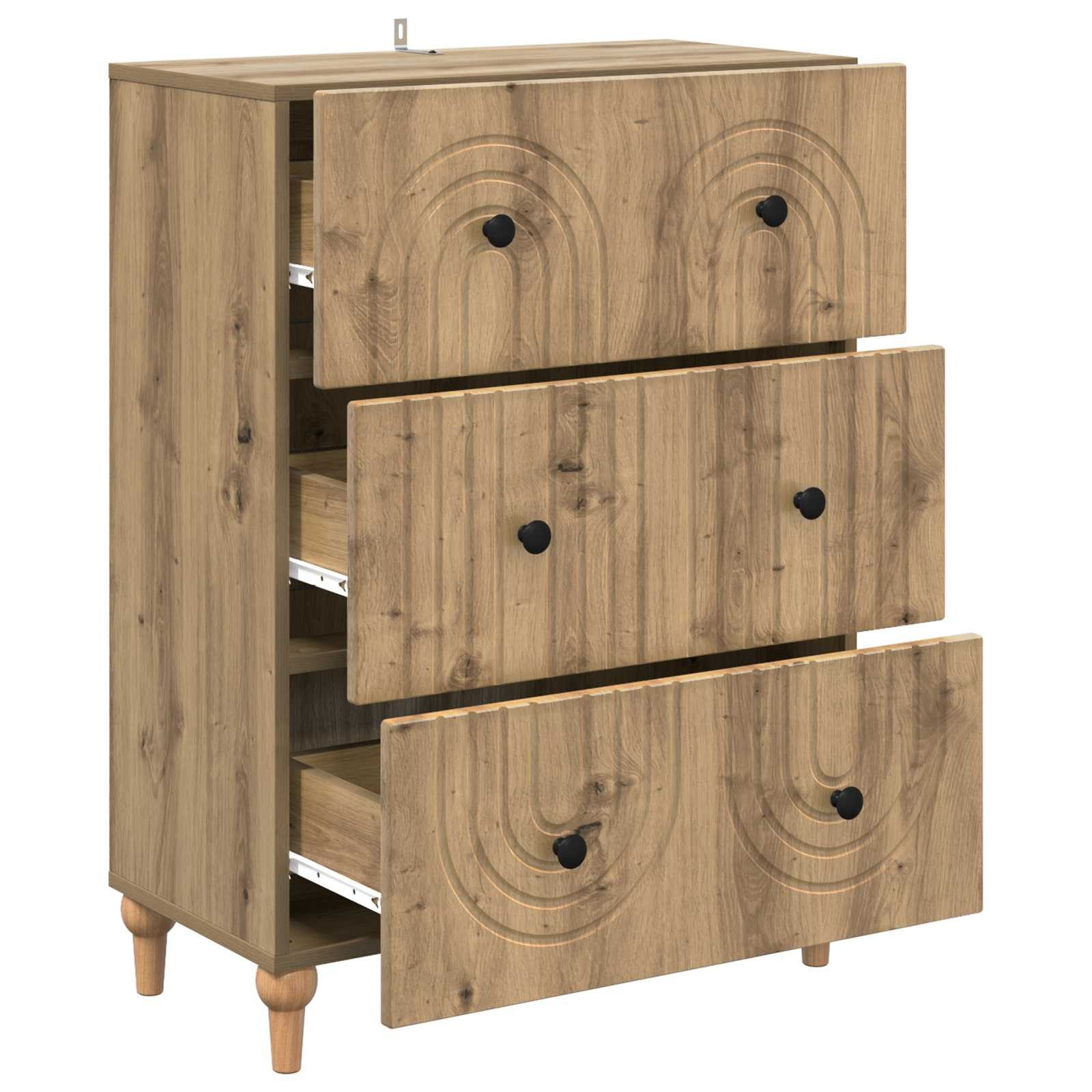 vidaXL Kommode 66 x 34,5 x 90 cm Kommode Schubladenschrank Sideboard Artisan-Eiche 66