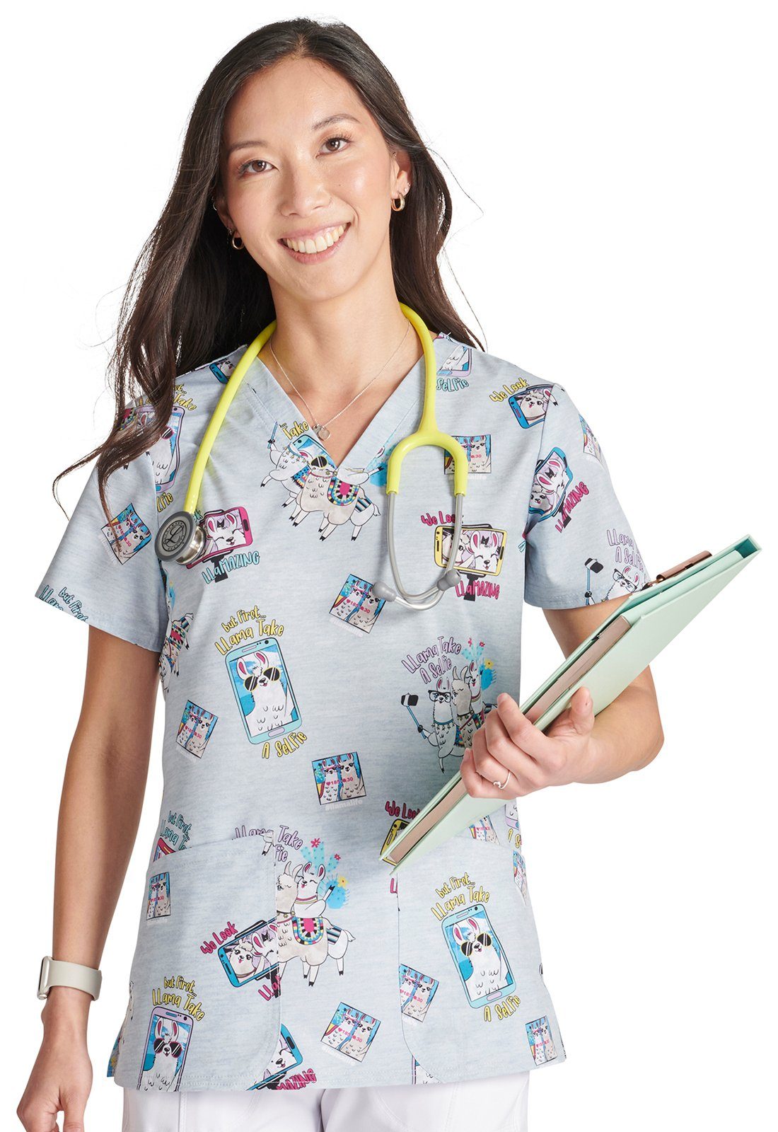 Cherokee Funktionsbluse Bunt bedruckter Damen Kasack "Llama take a selfie" Kasack mit Motiv