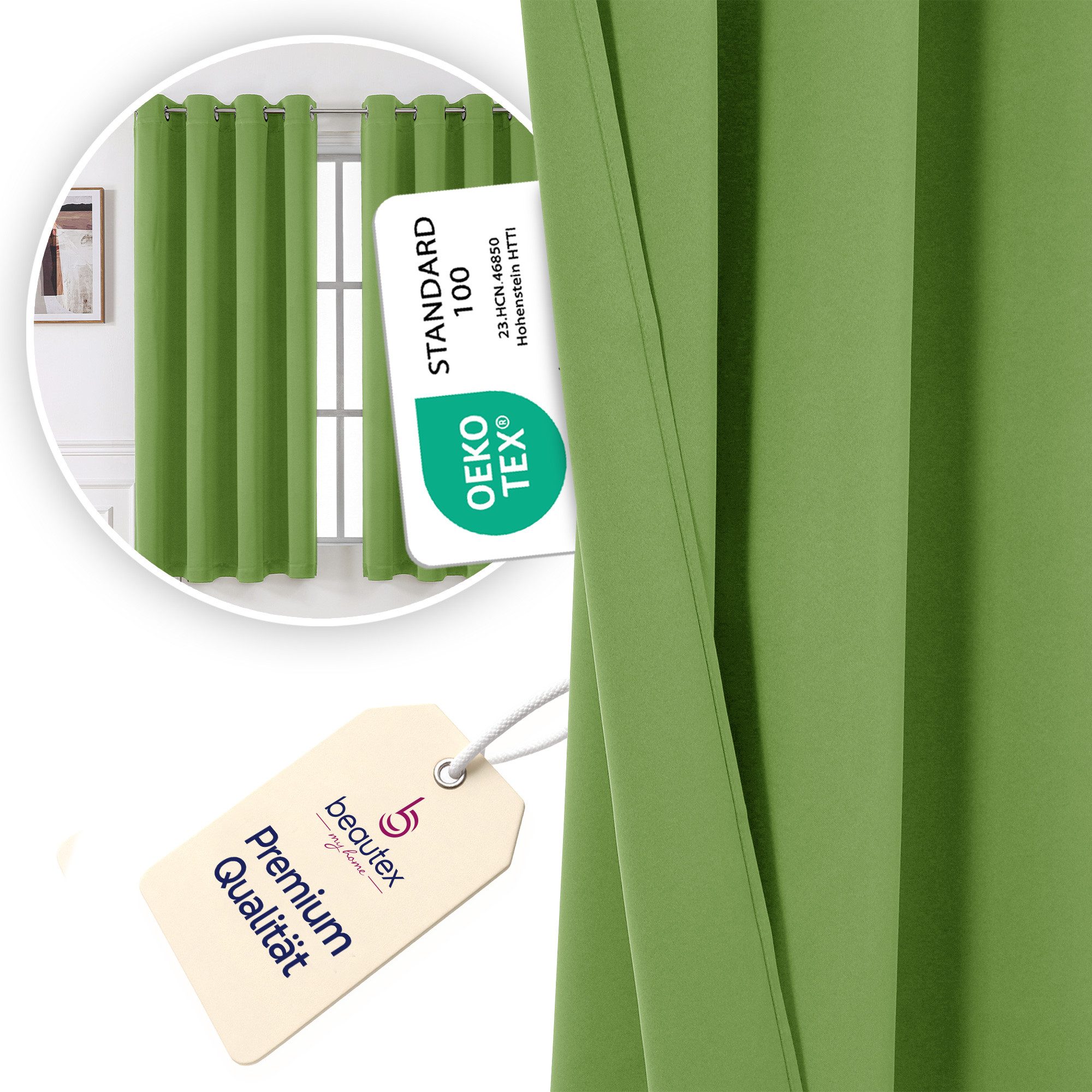 Beautex Verdunkelungsvorhang mit Ösen Vorhang, Gardine blickdicht abdunkelnd (1 St), Ösen, verdunkelnd, Blackout, blickdicht, waschbar, Ösenaufhängung, Farbwahl
