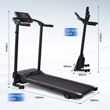 BlingBin Laufband Treadmill mit LED-Anzeige 12 Programme 3Trainingsmodi, klappbar, 3-stufige neigungsverstellung