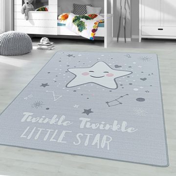 Kinderteppich, Homtex, 140 x 200 cm, Kinderteppiche, rechteckig 8 mm Kurzflor mit Sternen Motiv