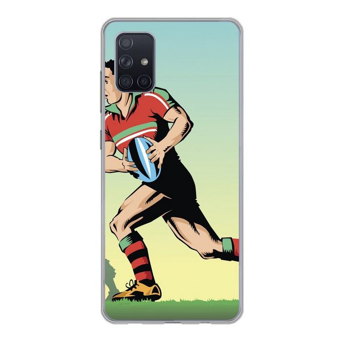 MuchoWow Handyhülle Eine Illustration des Rugbyspiels Phone Case Handyhülle Samsung Galaxy A71 Silikon Schutzhülle