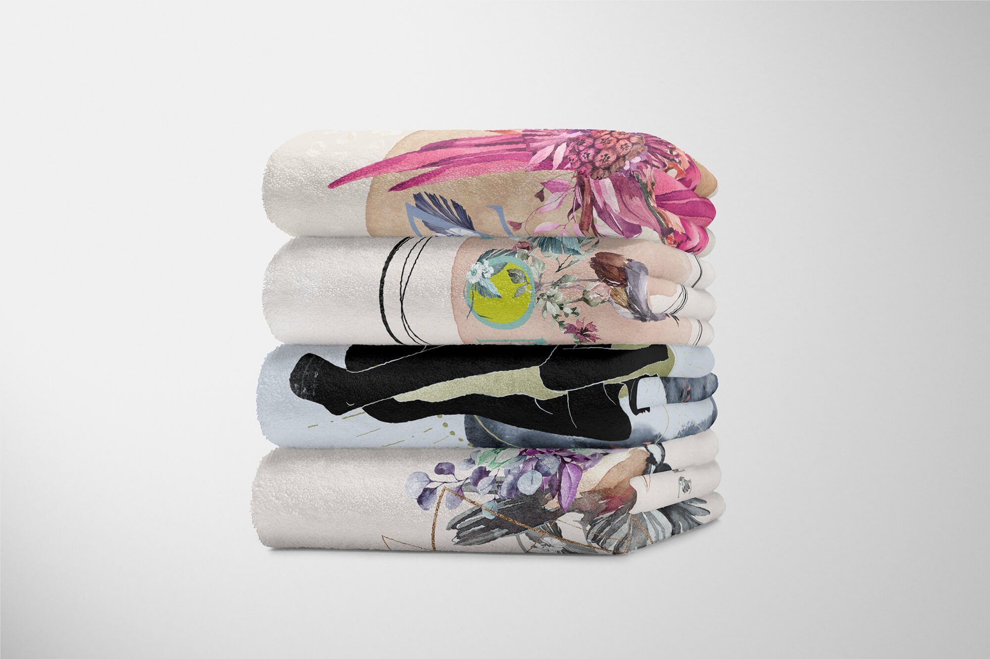 Handtuch Feminin Baumwolle-Polyester-Mix Frau Art Saunatuch Kunstvoll Handtücher Spiritue, Strandhandtuch (1-St), Kuscheldecke schöne Handtuch Sinus