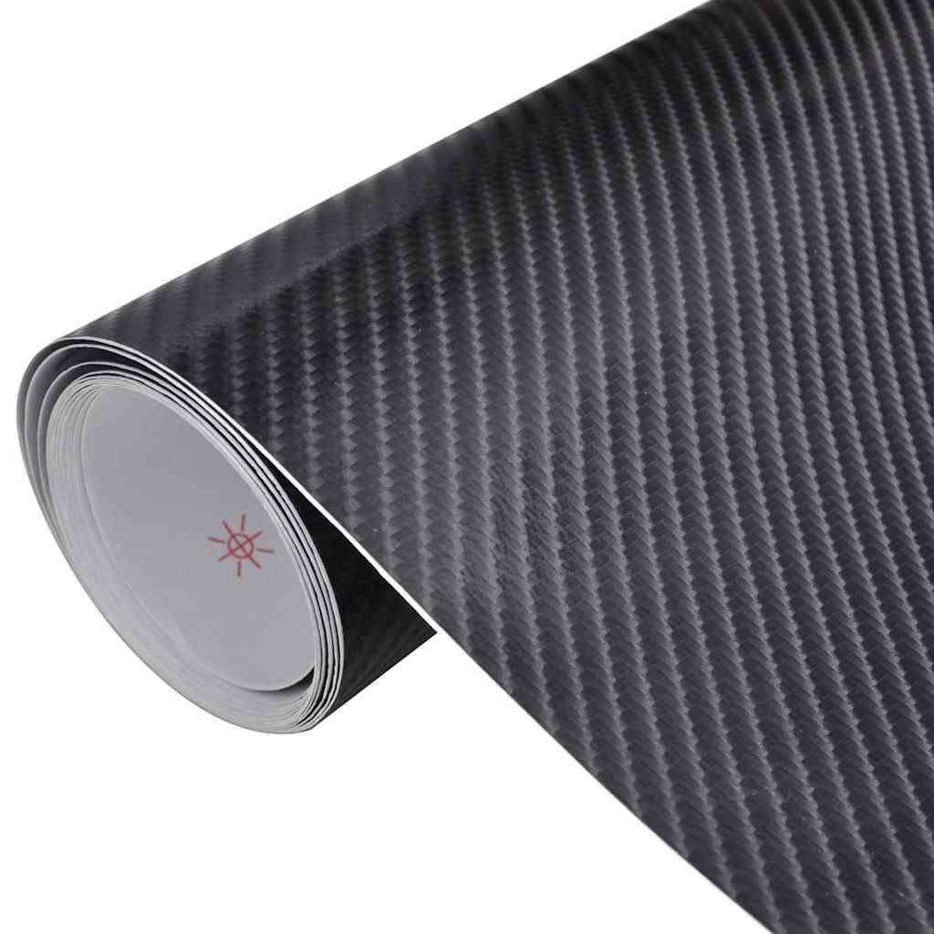 vidaXL Aufkleber Autofolien 2 Stück 4D Schwarz 100x150 cm + 50x150 cm, (2tlg)