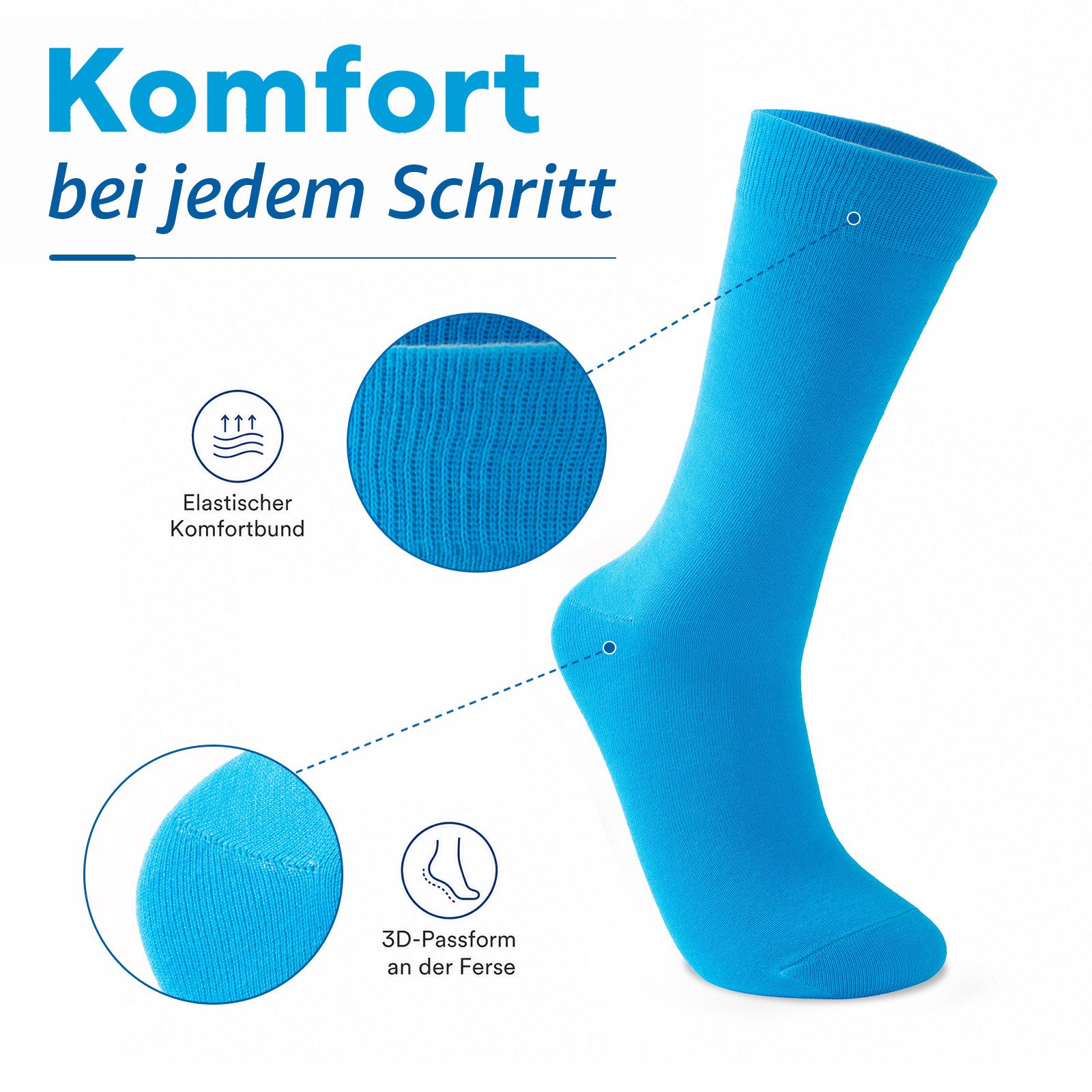 Vkele Businesssocken Bunte Socken (6-Paar) Geschenkpack einfarbige socken herrensocken, Crew Socken – Bild 4 von 5
