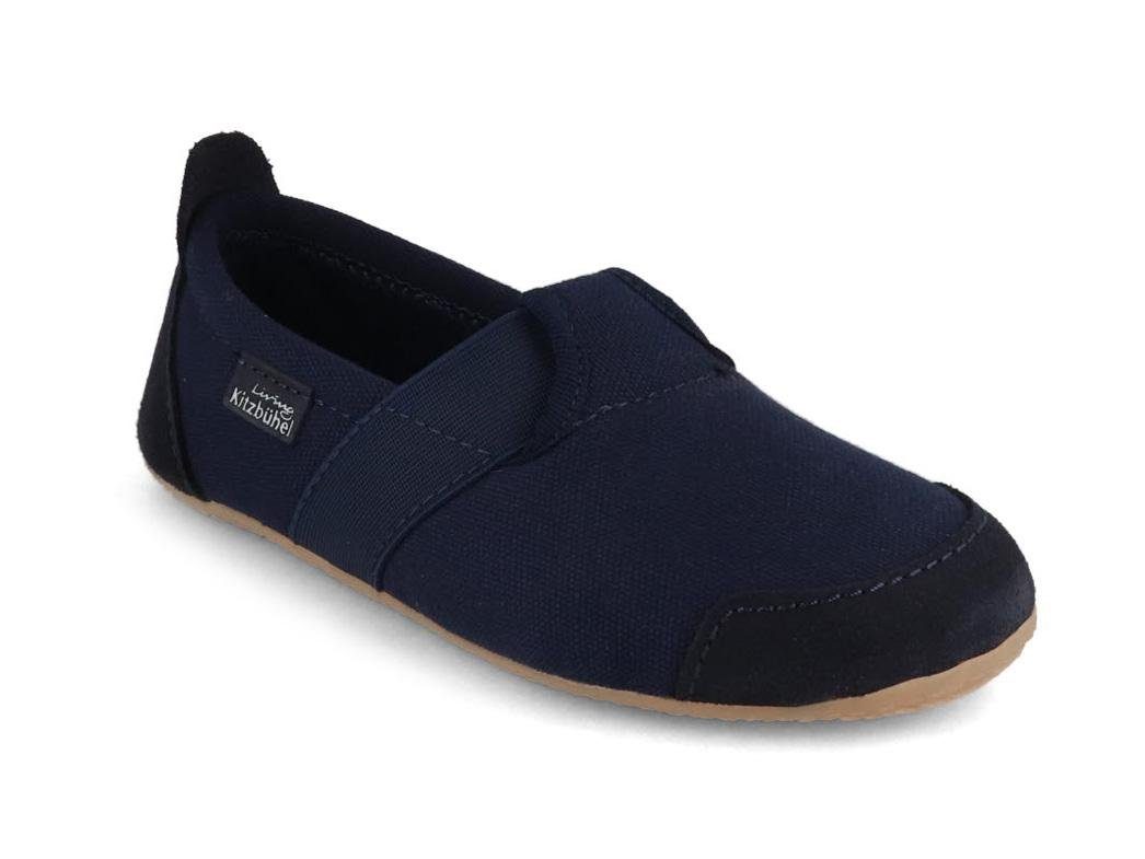 Living Kitzbühel Kinderslipper T-Modell, marine, baumwolle, blau, weich Hausschuh rutschhemmende Naturgummisohle