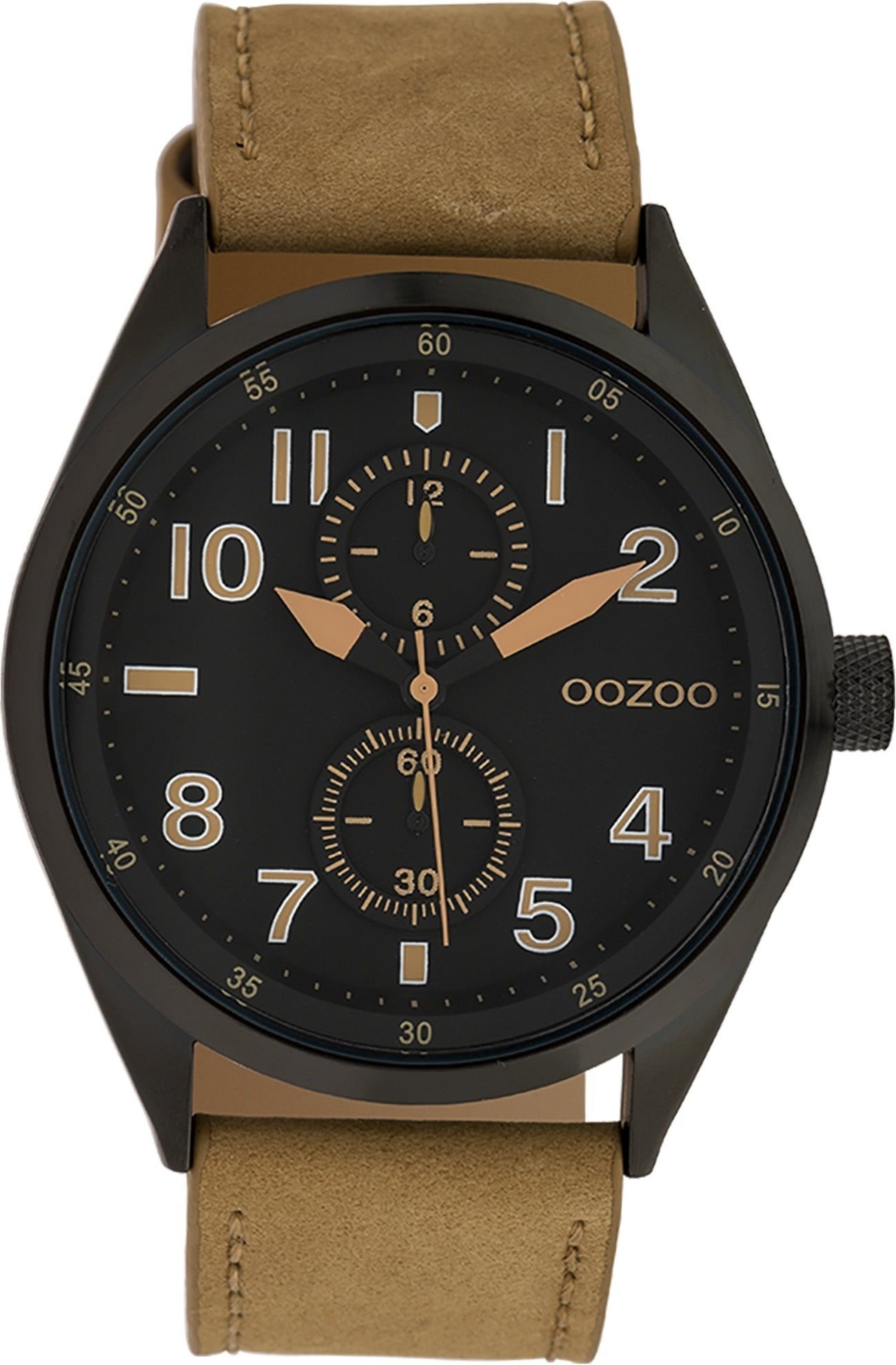 OOZOO Quarzuhr Oozoo Herren Armbanduhr Timepieces Analog, Herrenuhr rund,  groß (ca. 42mm) Lederarmband, Fashion-Style, Indizes: numbers | Quarzuhren