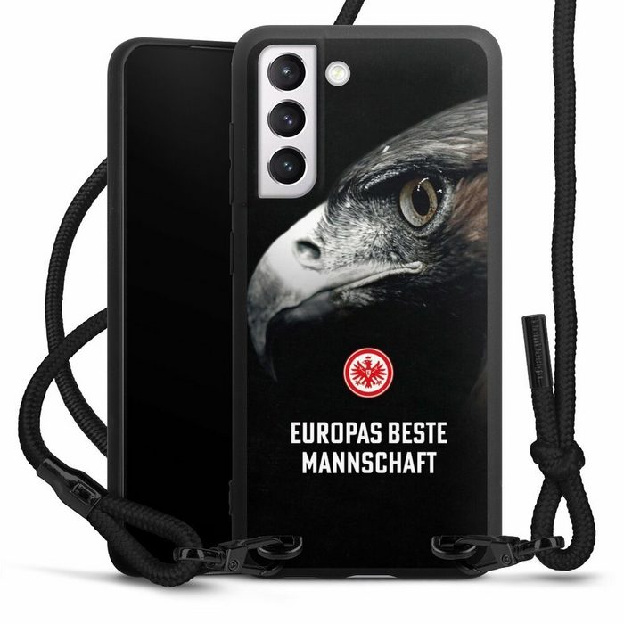 DeinDesign Handyhülle Eintracht Frankfurt Offizielles Lizenzprodukt Europameisterschaft Samsung Galaxy S21 FE Premium Handykette Hülle mit Band