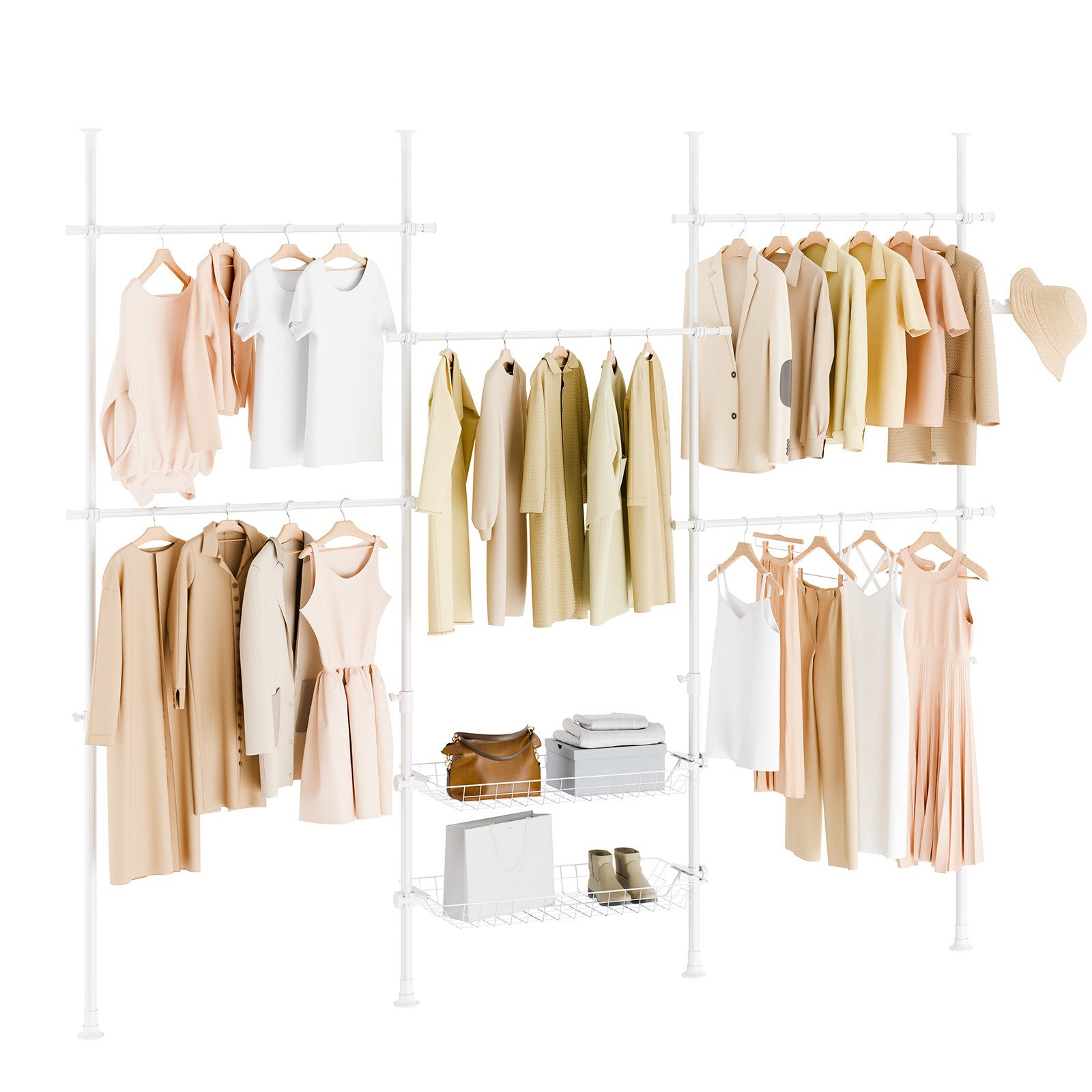 SoBuy Kleiderständer KLS04, Garderobenständer Kleiderschrank, verstellbares Regal, Schlafzimmer