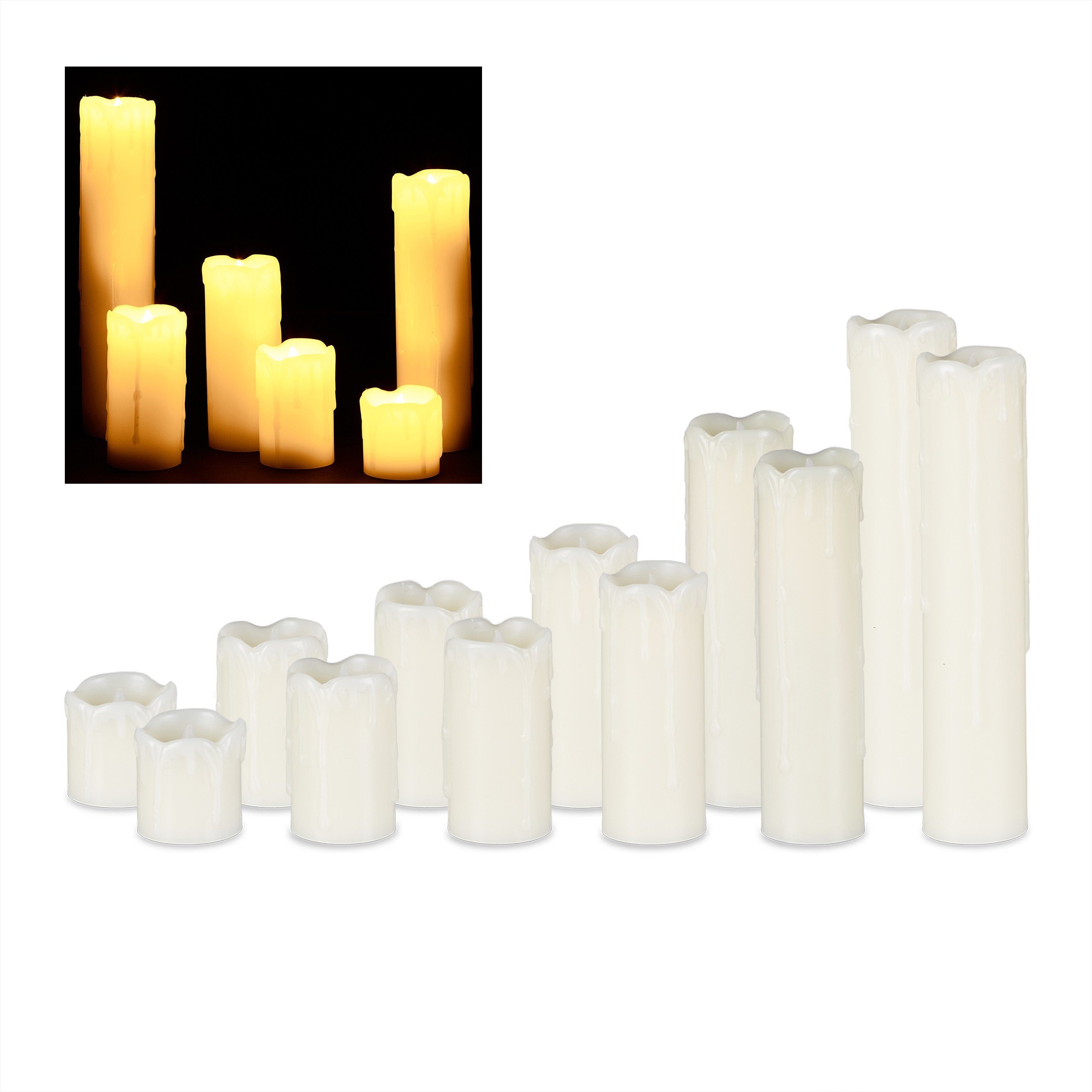 LED-Kerze 12 x LED Kerzen aus Echtwachs