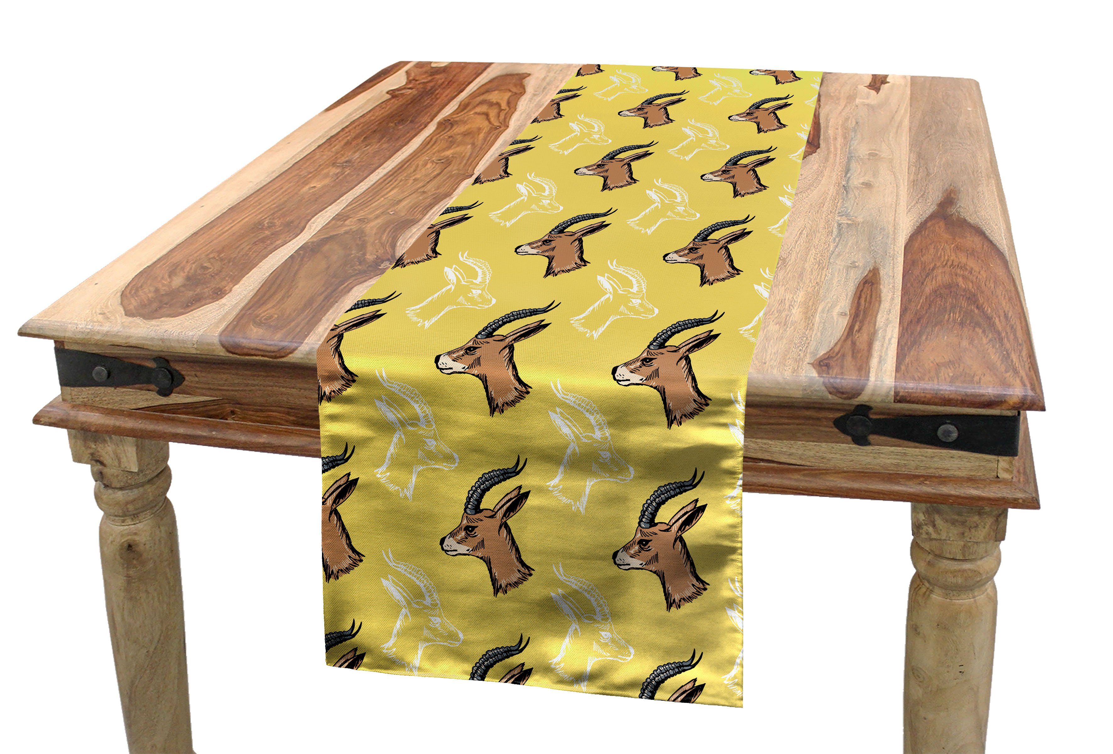 Abakuhaus Antilope Tischläufer, Dekorativer Rechteckiger Wildtier-Kopf-Muster Küche Esszimmer Tischläufer