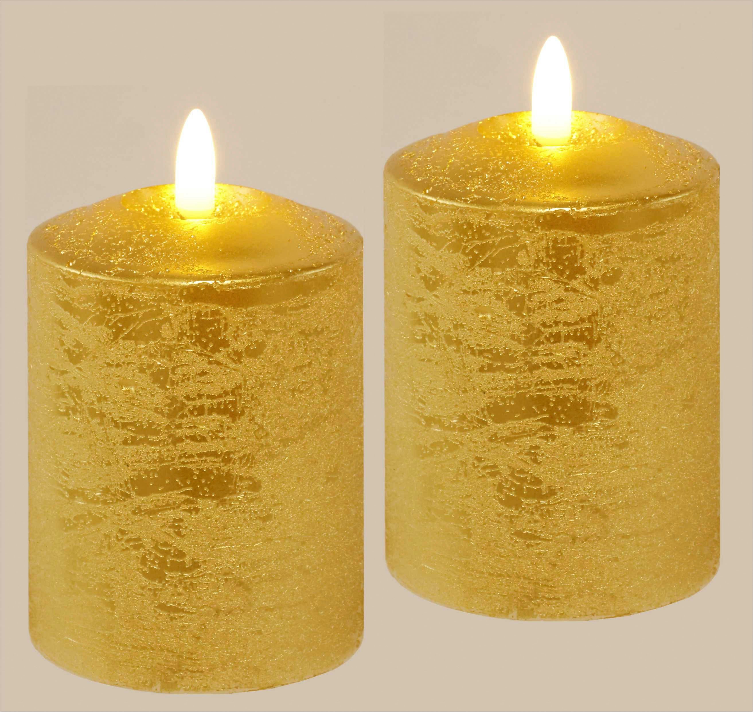 I.GE.A. LED-Kerze Batteriebetriebene Декоративні світильники aus Echtwachs, Höhe ca. 10 cm (Set, 2-tlg), warmweißes Stimmungslicht, Stumpenkerze für den Adventskranz