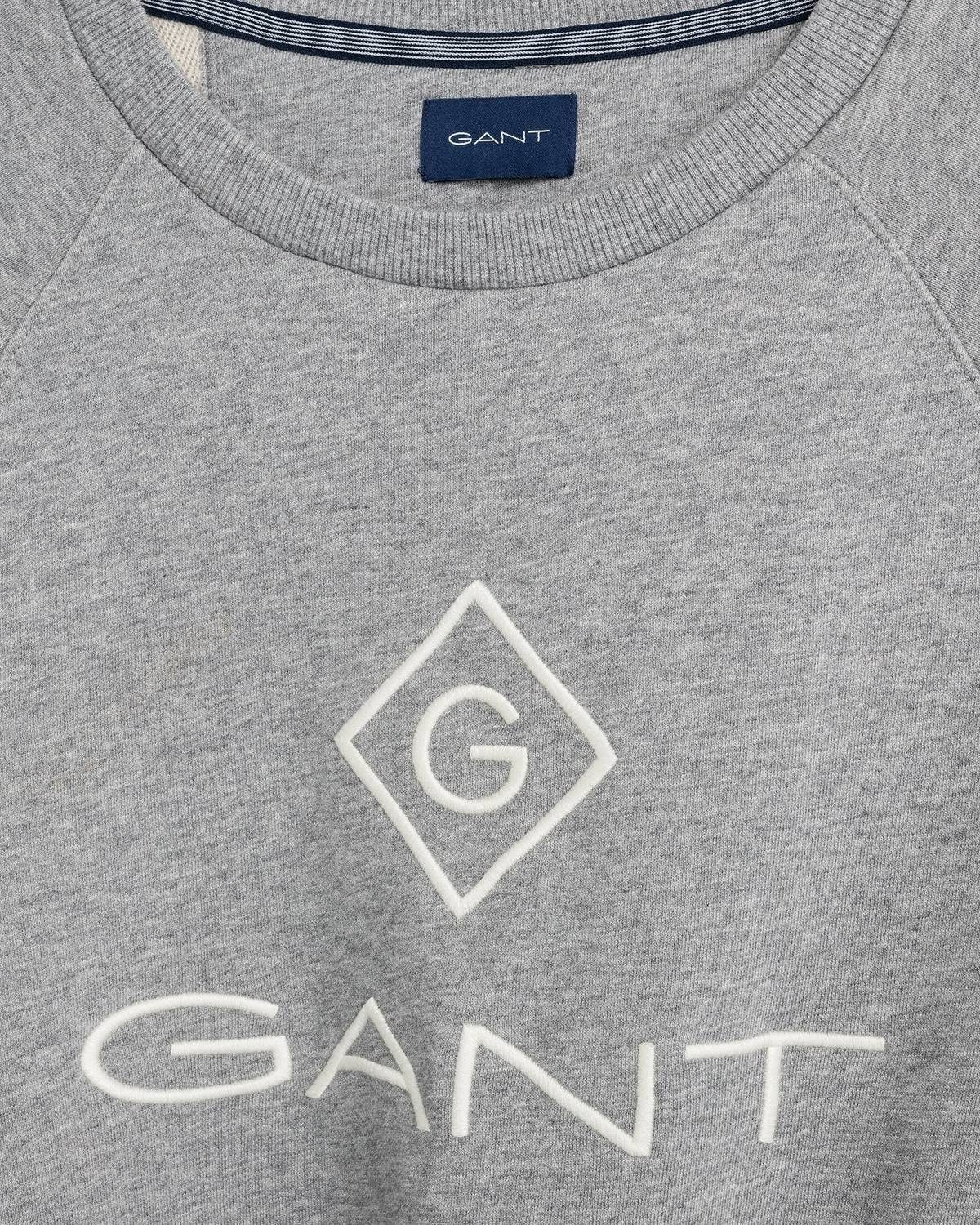 Gant Sweatshirt Herren C-Neck - Up Grau Sweatshirt Sweat, Sweater Lock