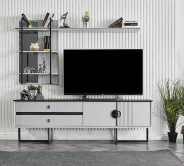 JVmoebel Wohnzimmer-Set Wandgerät rtv tv Ständer niedriges Sideboard + weißer Couchtisch, (2-St)