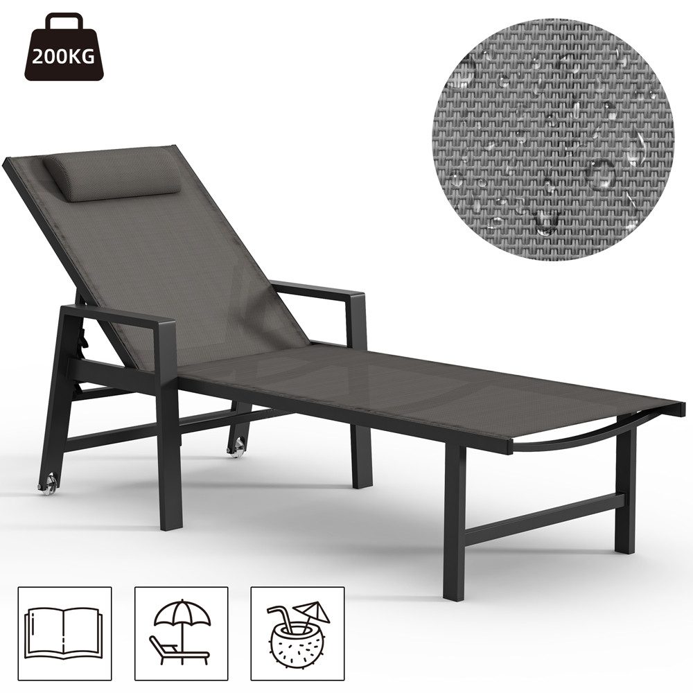 Gartenliege Relaxliege Aluminium Sonnenliege mit Kissen Liegestuhl Klappliege