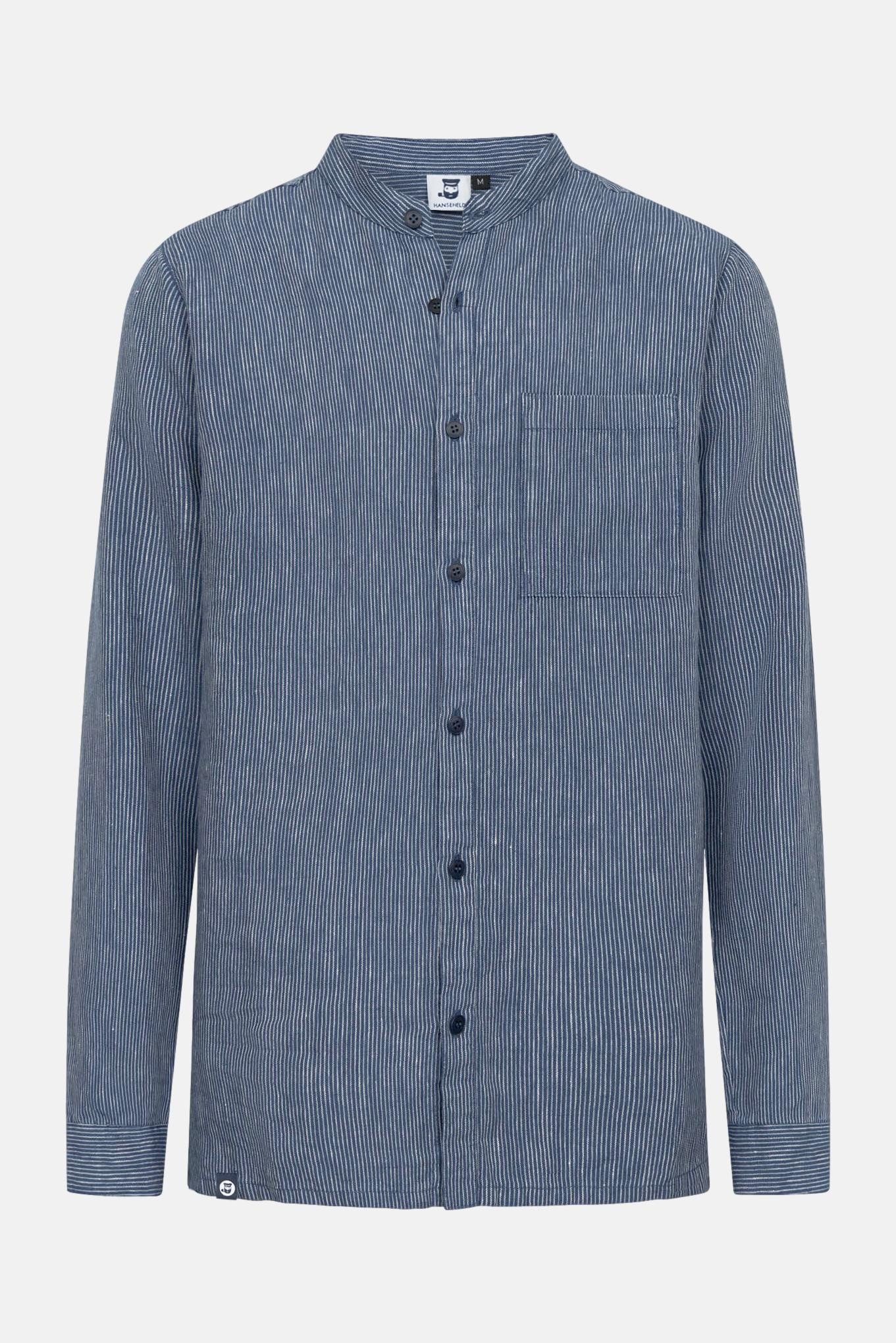 HANSEHELD Langarmhemd Leinenhemd Herren Stehkragen