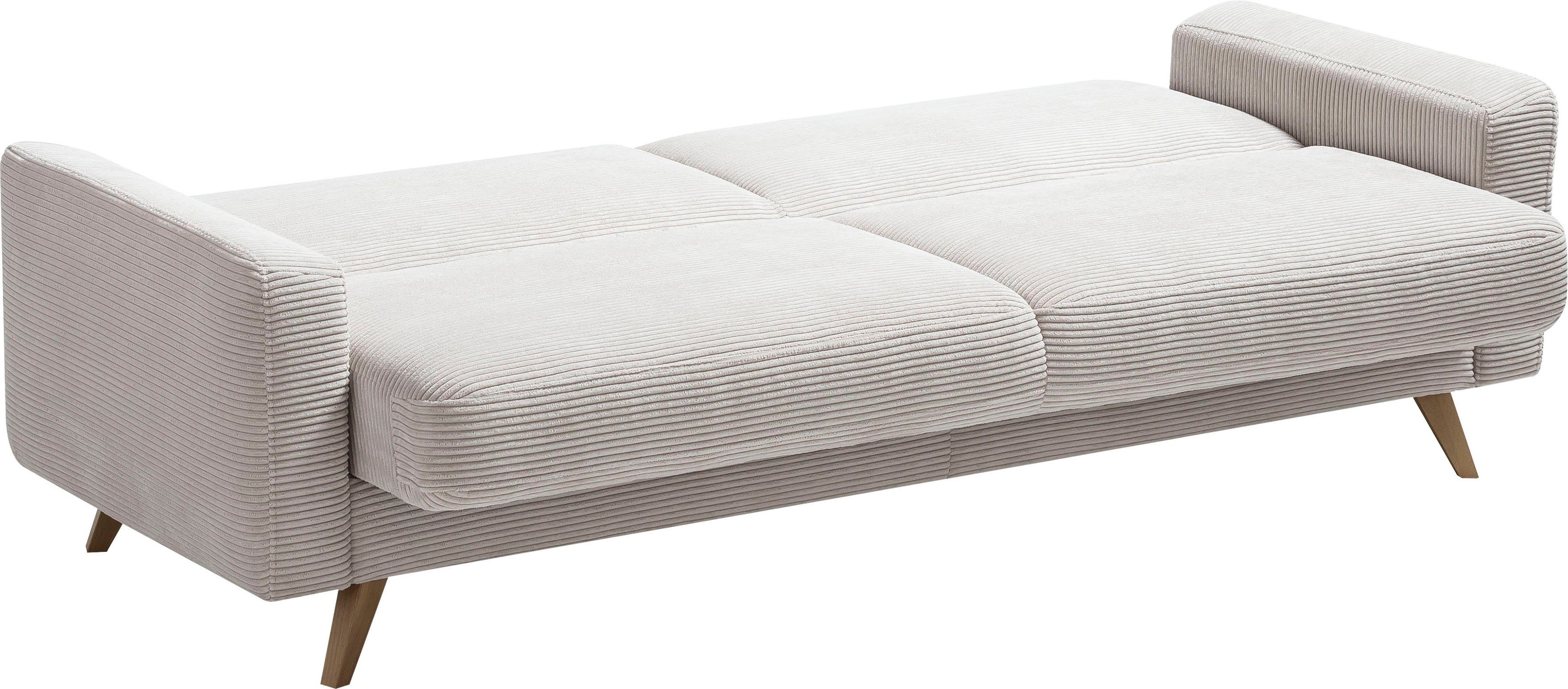 exxpo - sofa fashion 3-Sitzer Inklusive beige und Bettkasten Bettfunktion Samso