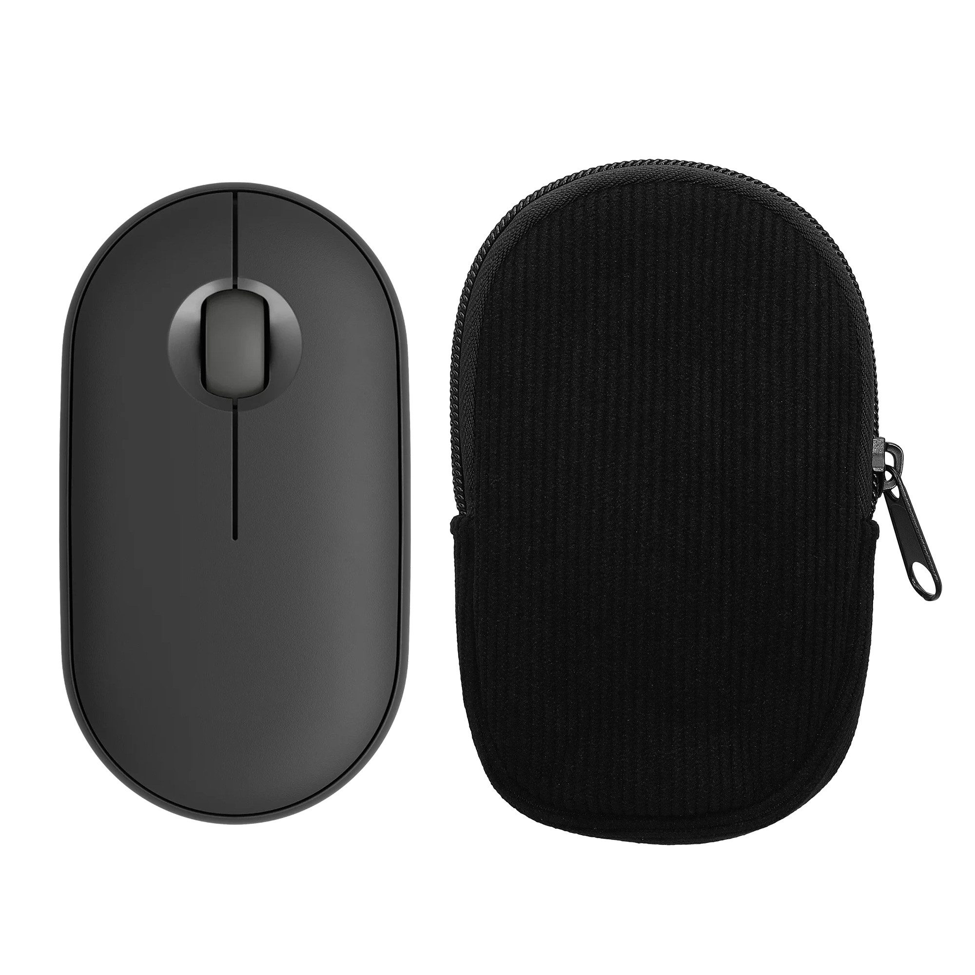 kwmobile Schutz-Set Maus Tasche für Logitech Pebble Mouse 2 M350s / M350 Hülle, Case für Bluetooth Maus aus robustem Cord und Neopren Stoff