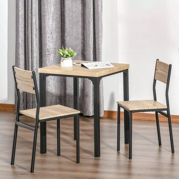 HOMCOM Sitzgruppe Esstisch-Set mit 1 Tisch + 2 Stühlen