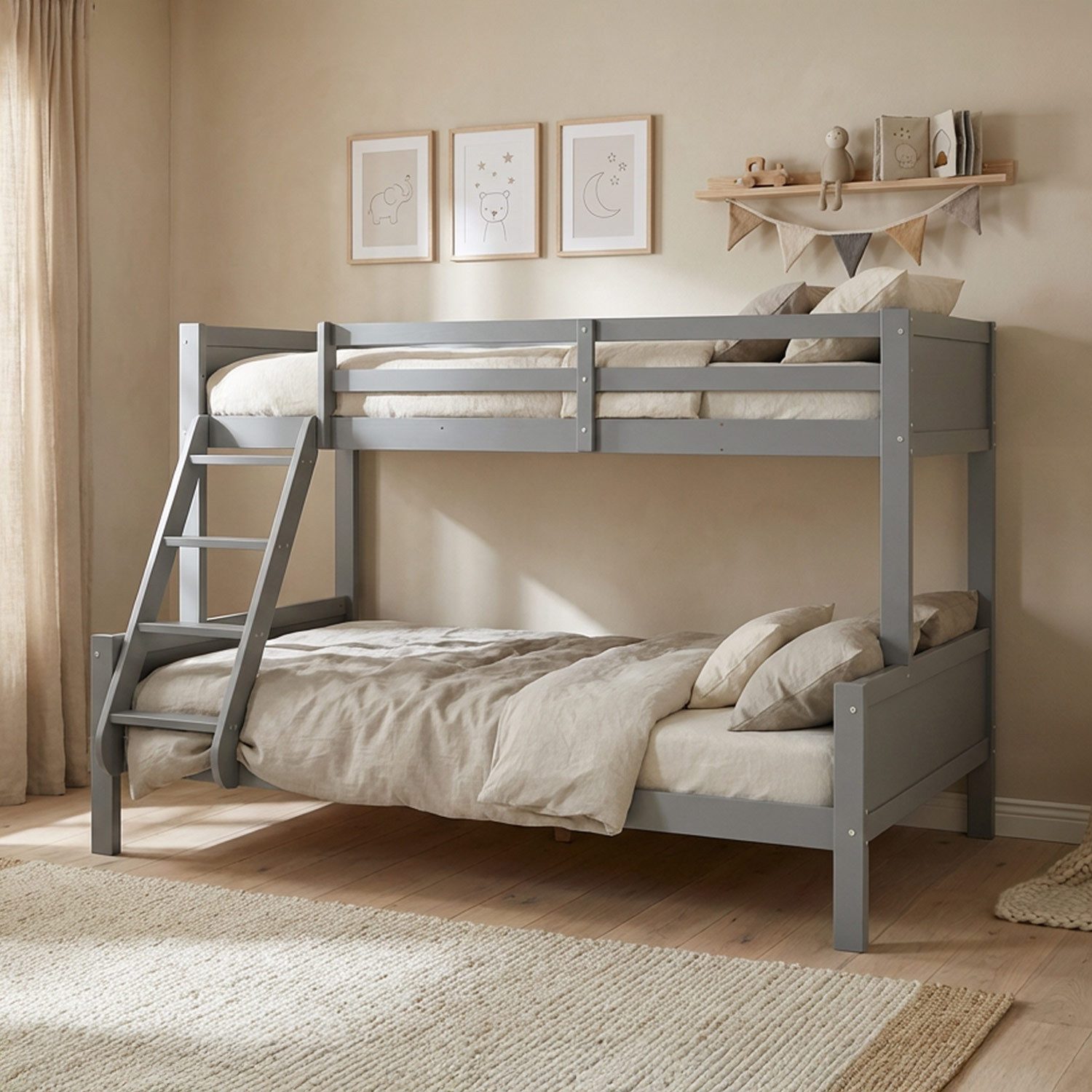 Homestyle4u Etagenbett 90x200 140x200 Weiß Grau Geschwisterbett Lattenrost günstig online kaufen