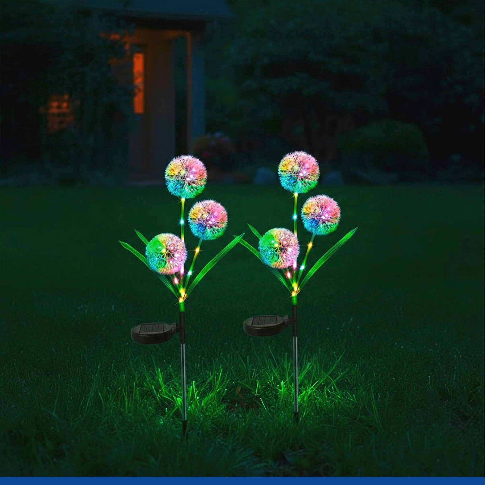 Maximex LED Gartenleuchte Modell Pusteblume, Ein-/Ausschalter, Farbwechsel, LED fest integriert, Farbwechsler, LED Gartenstecker, solarbetriebene Gartenbeleuchtung, 2 Einstellungen
