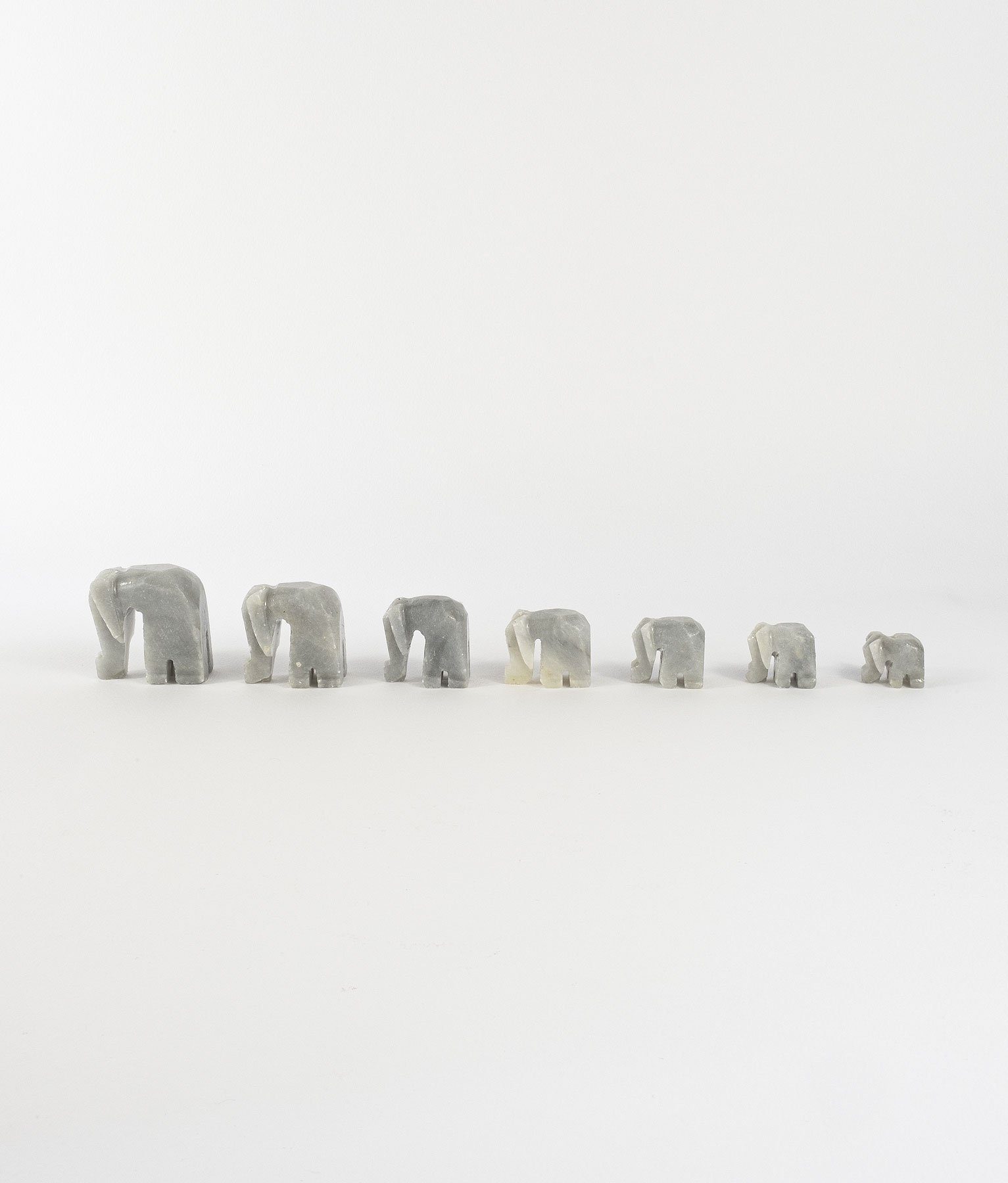 ASALI Stone (7er D'arte Set) handgemachte grau Elefantenfiguren Marmor Dekofigur