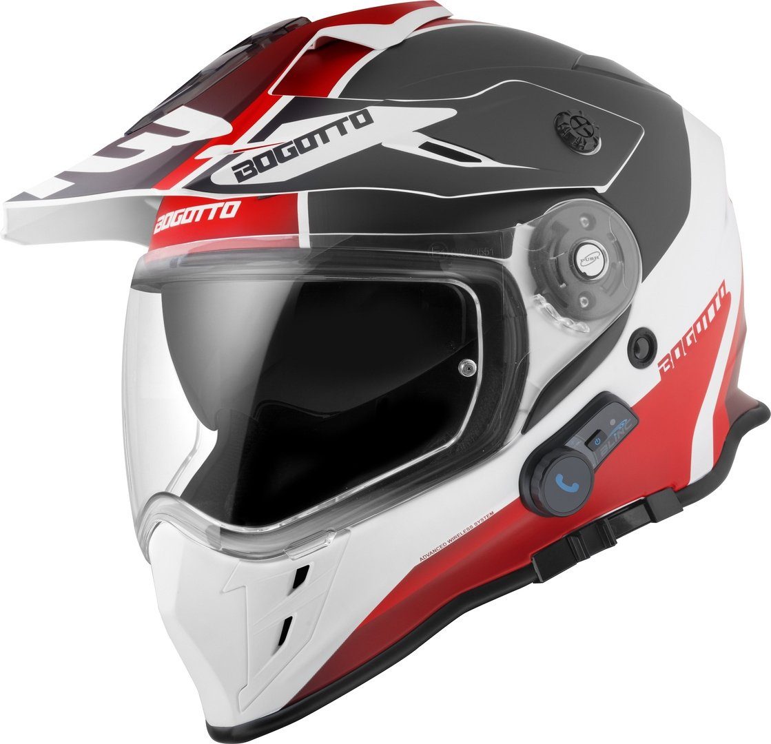 Bogotto Motocrosshelm H331 BT Tour EVO Bluetooth Enduro Helm, vorbereitet für Kommunikationssystem,integriertes Kommunikationss